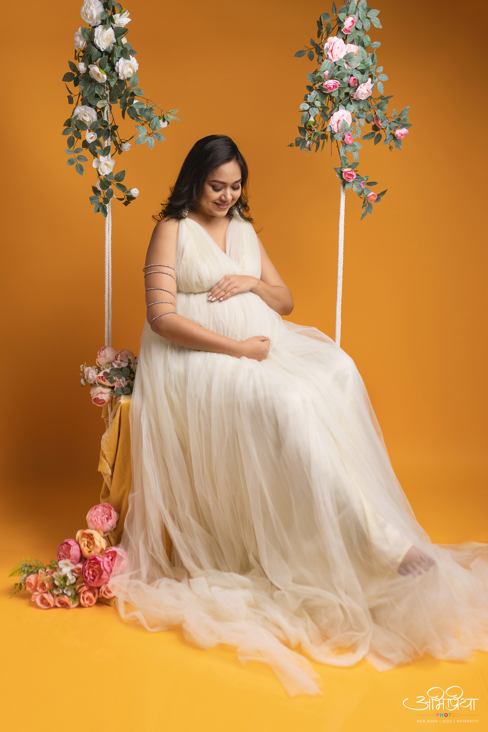 Maternity Photoshoot Gown- yellow floral