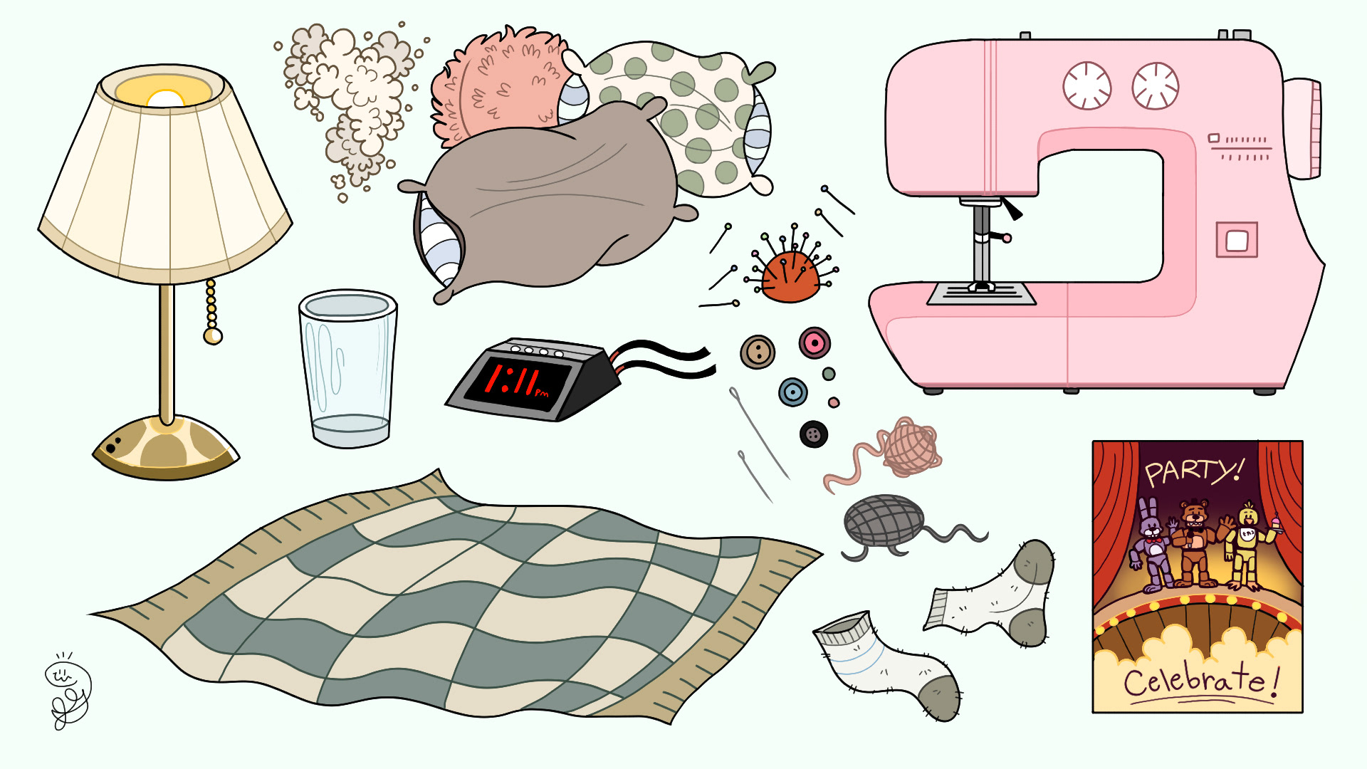 "Stitched" Bedroom Props