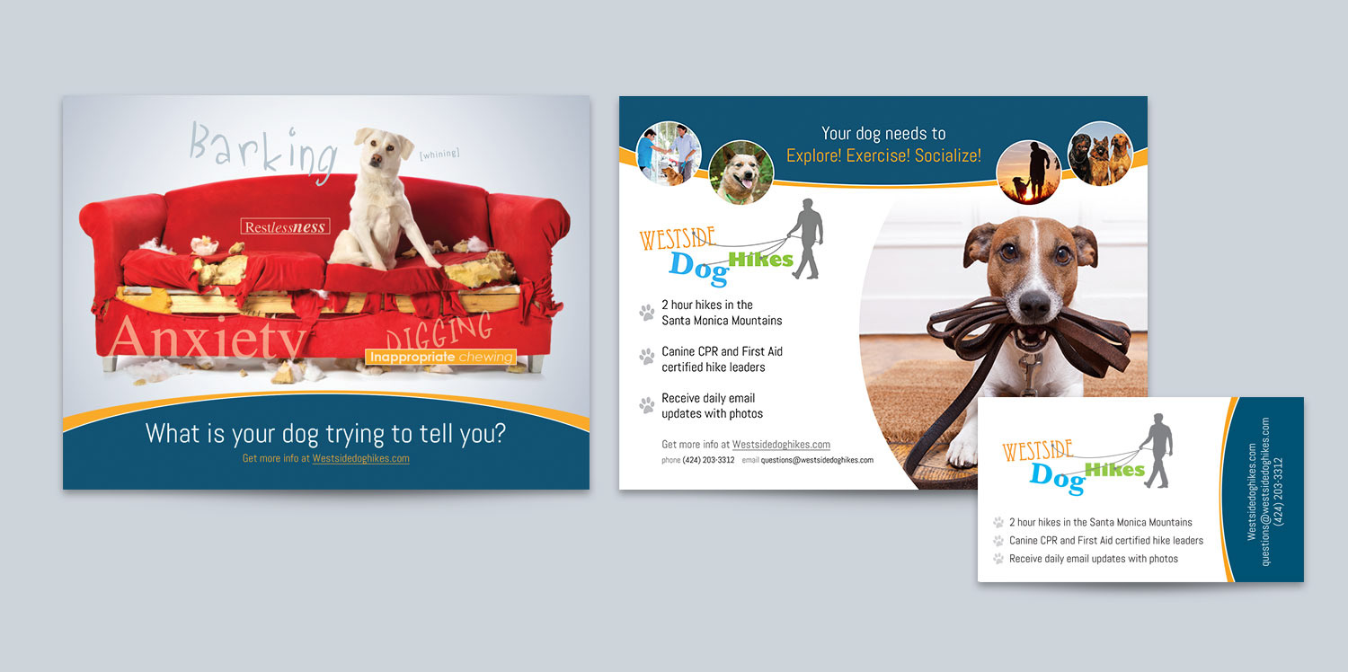 Westside Dog Hikes Flyer and Business Card