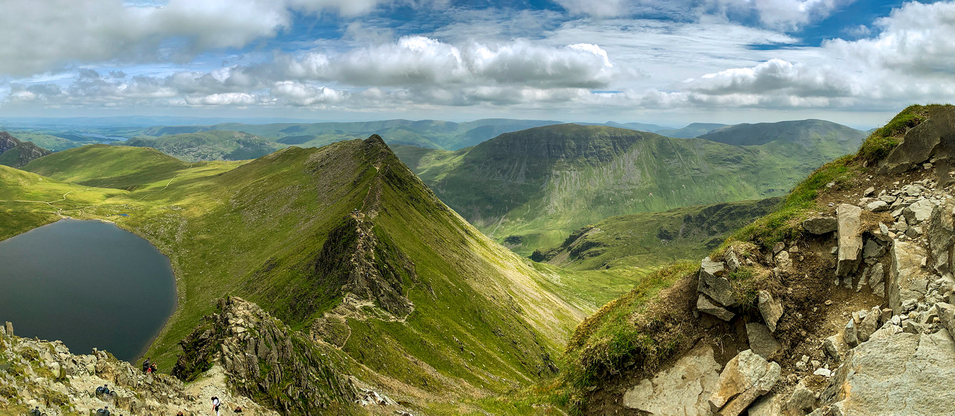 Looking back at Striding Edge Helvellyn, English Lake District