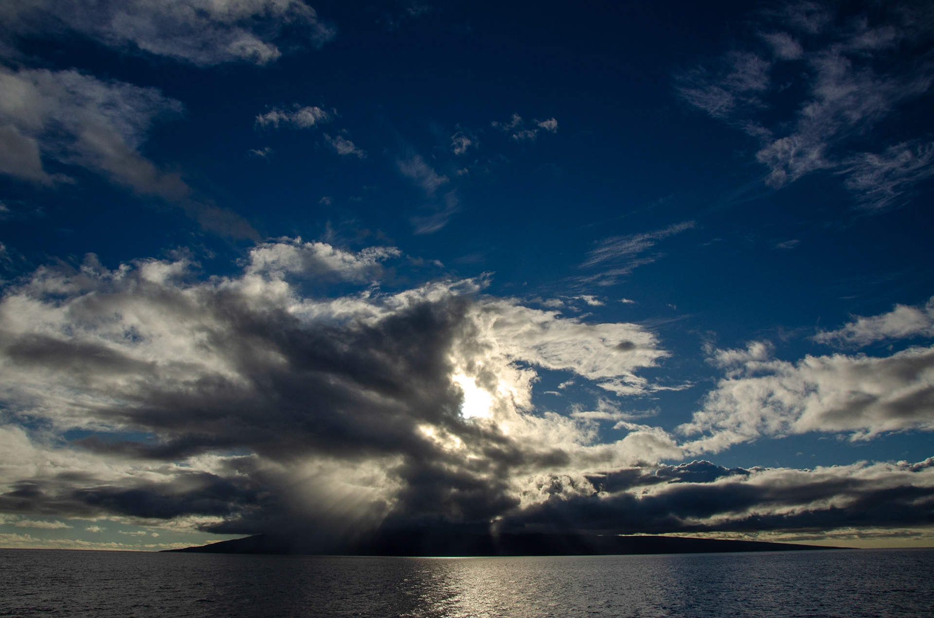 Dramatic storm over the sea near Lanai, Hawaii