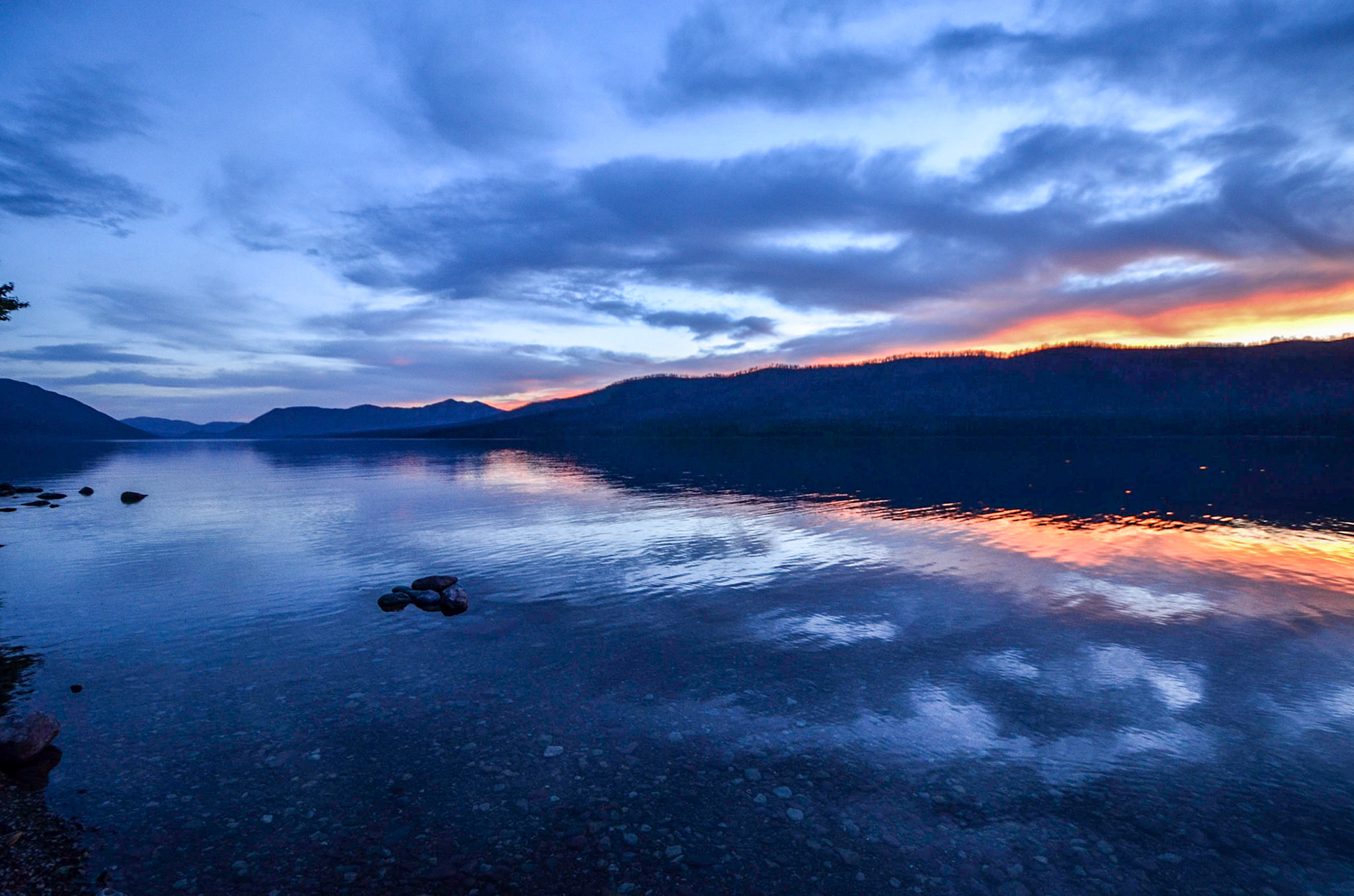 Sunset on Lake McDonald from the Lake McDonald Lodge, Glacier National Park, Montana