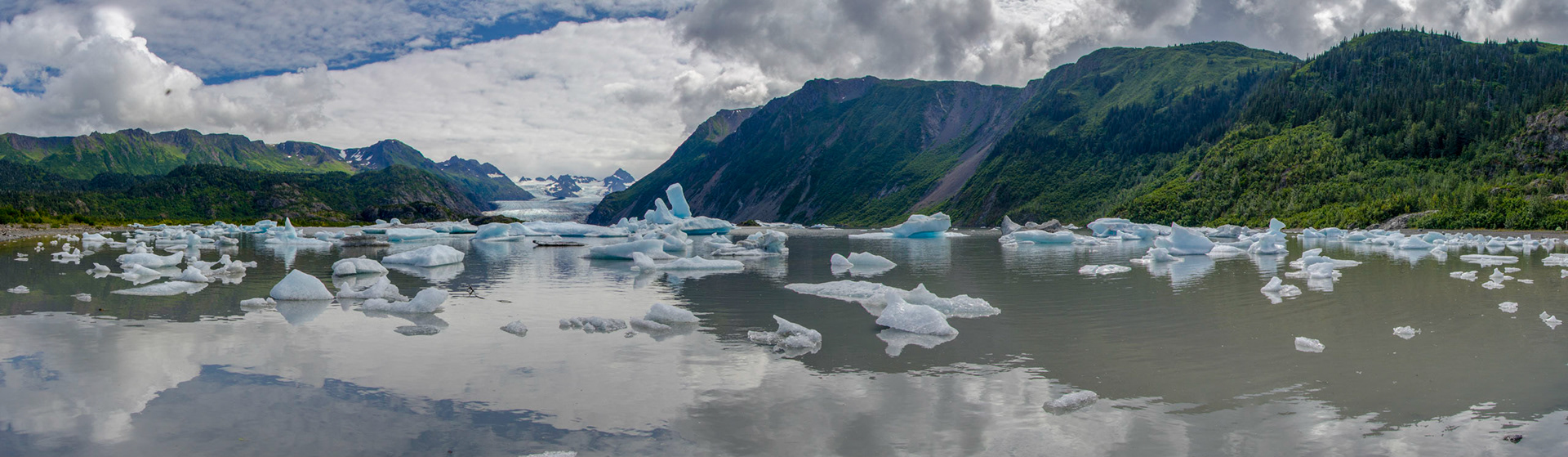 Ice floating on the lake at Grewingk Glacier, Alaska