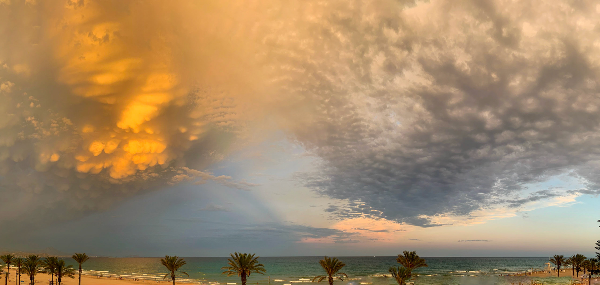 Dramatic storm clouds over the sea