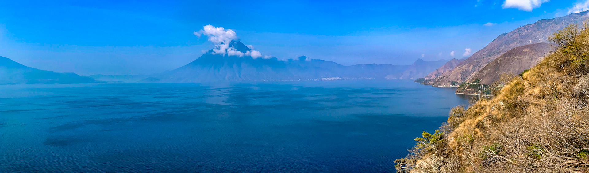 Volacan San Pedro seen across Lake Atitlan, Guatemala