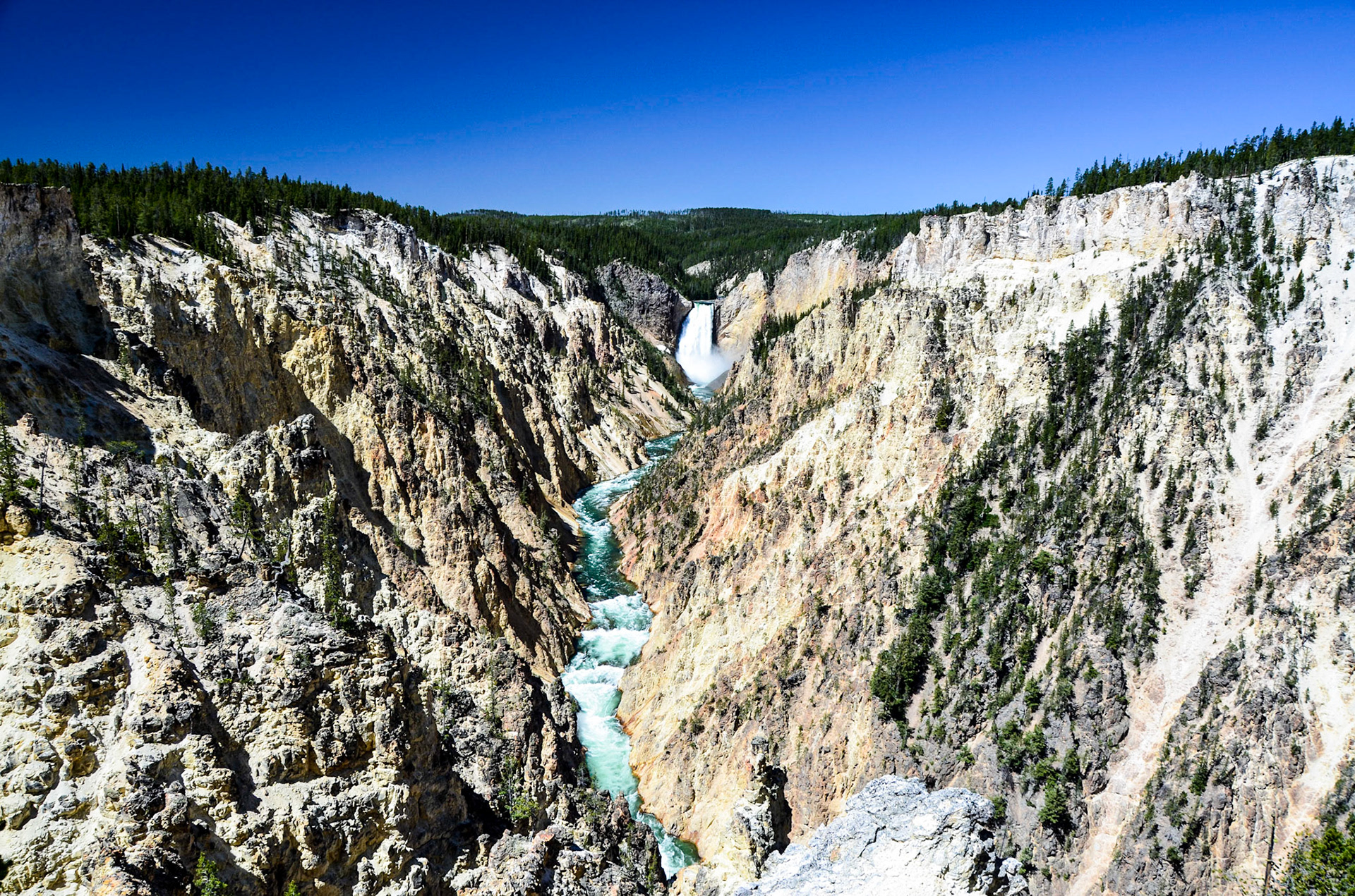 Grand Canyon of the Yellowstone with the Yellowstone River and the Upper Falls