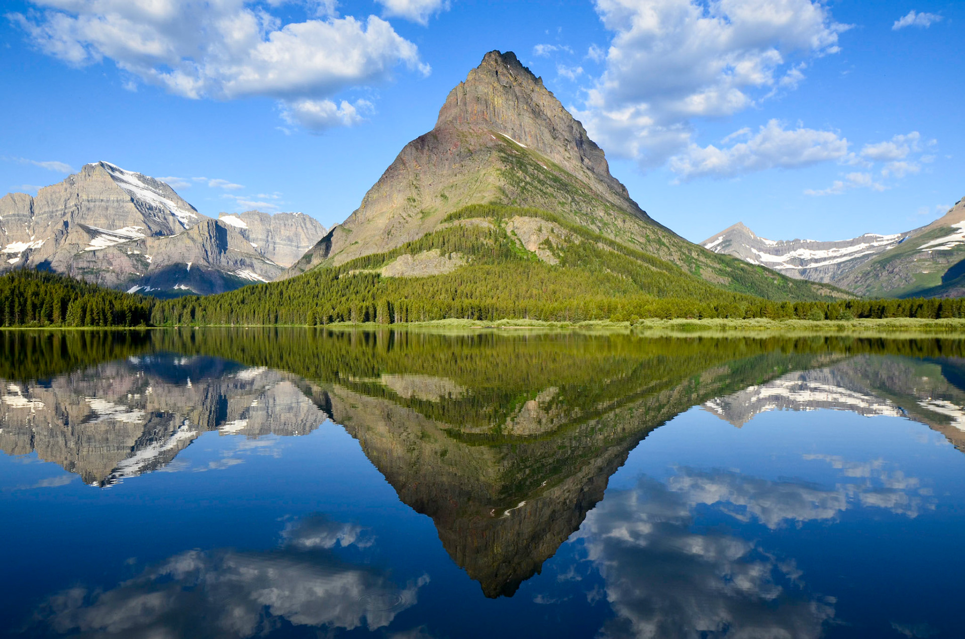 Mount Grinnell reflected in Swiftcurrent Lake, Glacier National Park