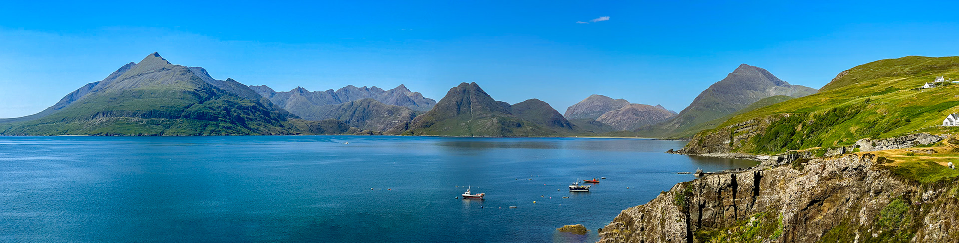 View from Elgo across Loch Scavaig, towards the Cuillin Mountains, Isle of Skye