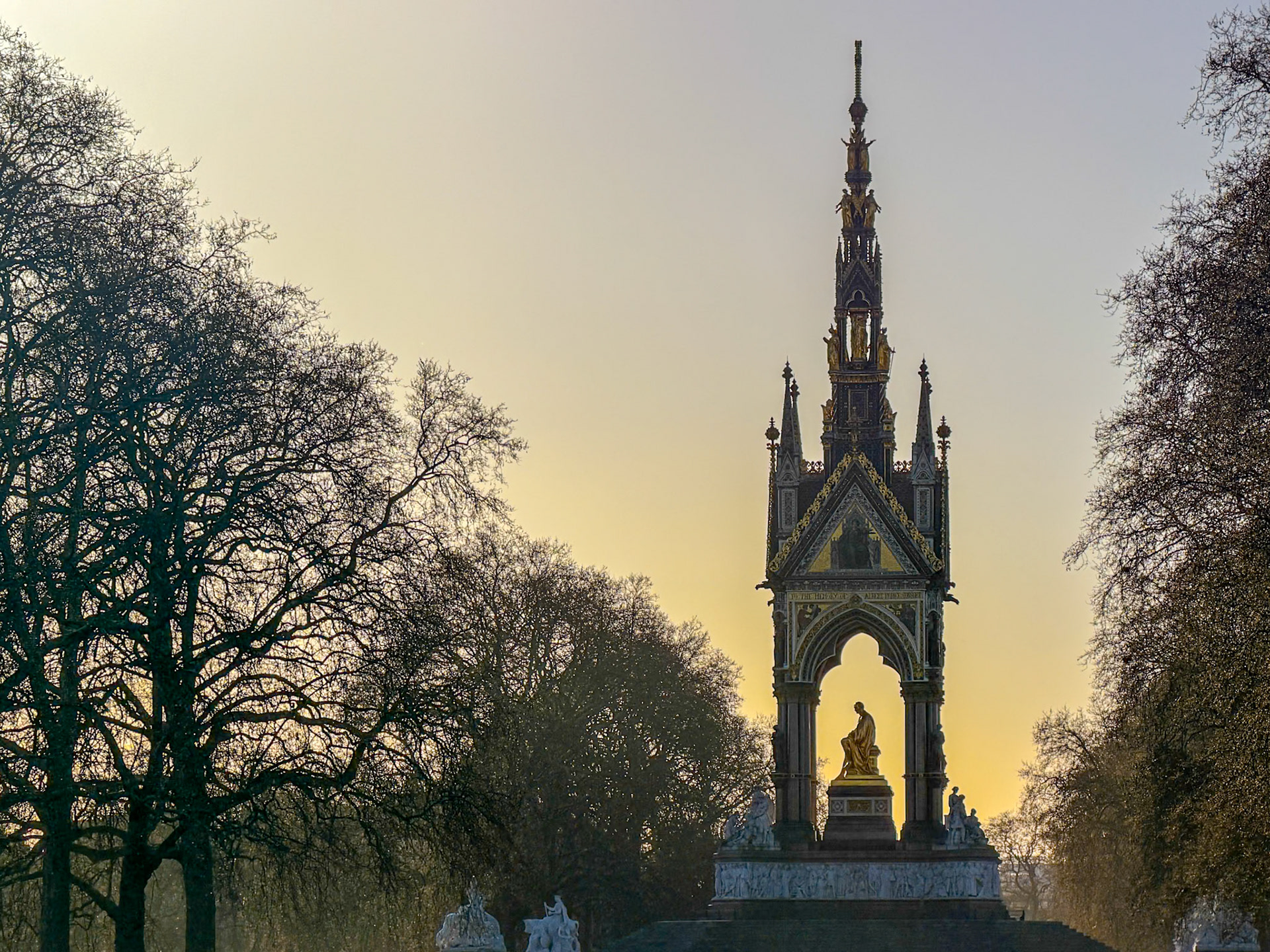 Albert Memorial in Hyde Park at sunset