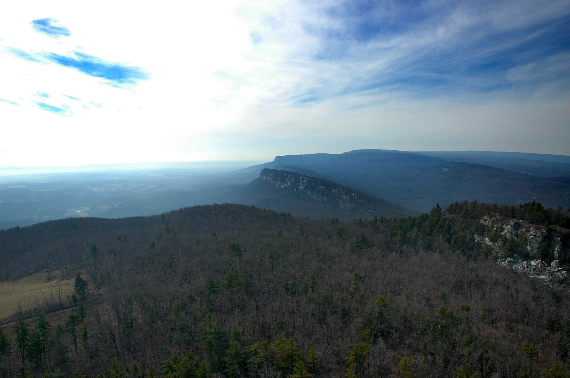 Hazy mountain view from Sky Top at Mohonk, New York