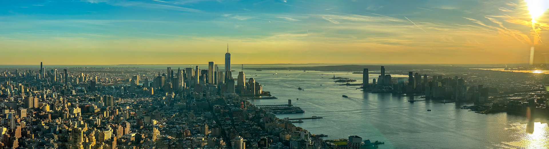 Lower Manhattan and Jersey City from The Edge observation deck  in Hudson Yards