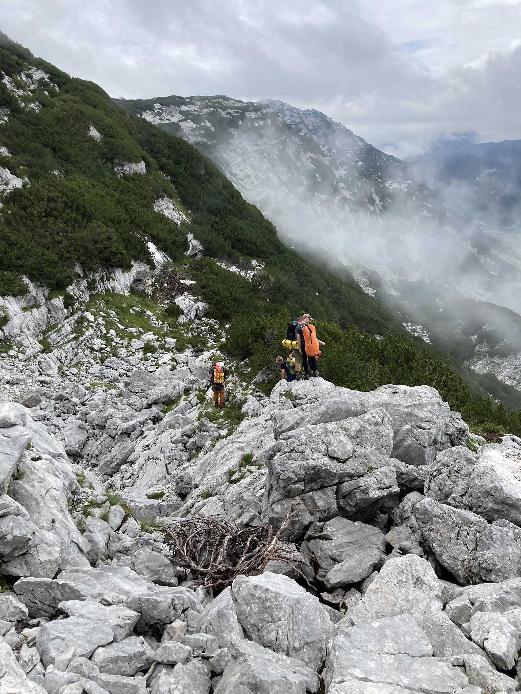 ascent to a cave in the Alps