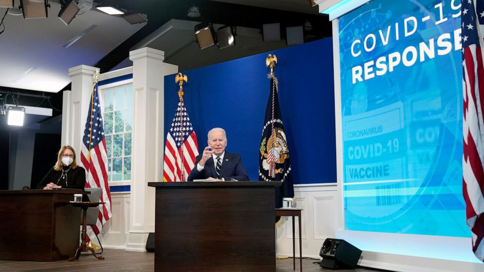 President Biden discusses his expanded COVID-19 Response at a COVID taskforce briefing.