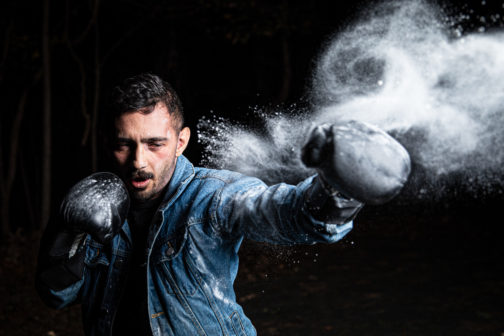 Reynaldo Reyes-Arroyo throws a jab in Chapel Hill, N.C., Nov. 21, 2020. He boxed in middle and high school at a gym in Fayetteville, N.C. “I used to get into a lot of fights when I was younger,” he said. “Mom and Dad were not fans of that, so I boxed instead.”
