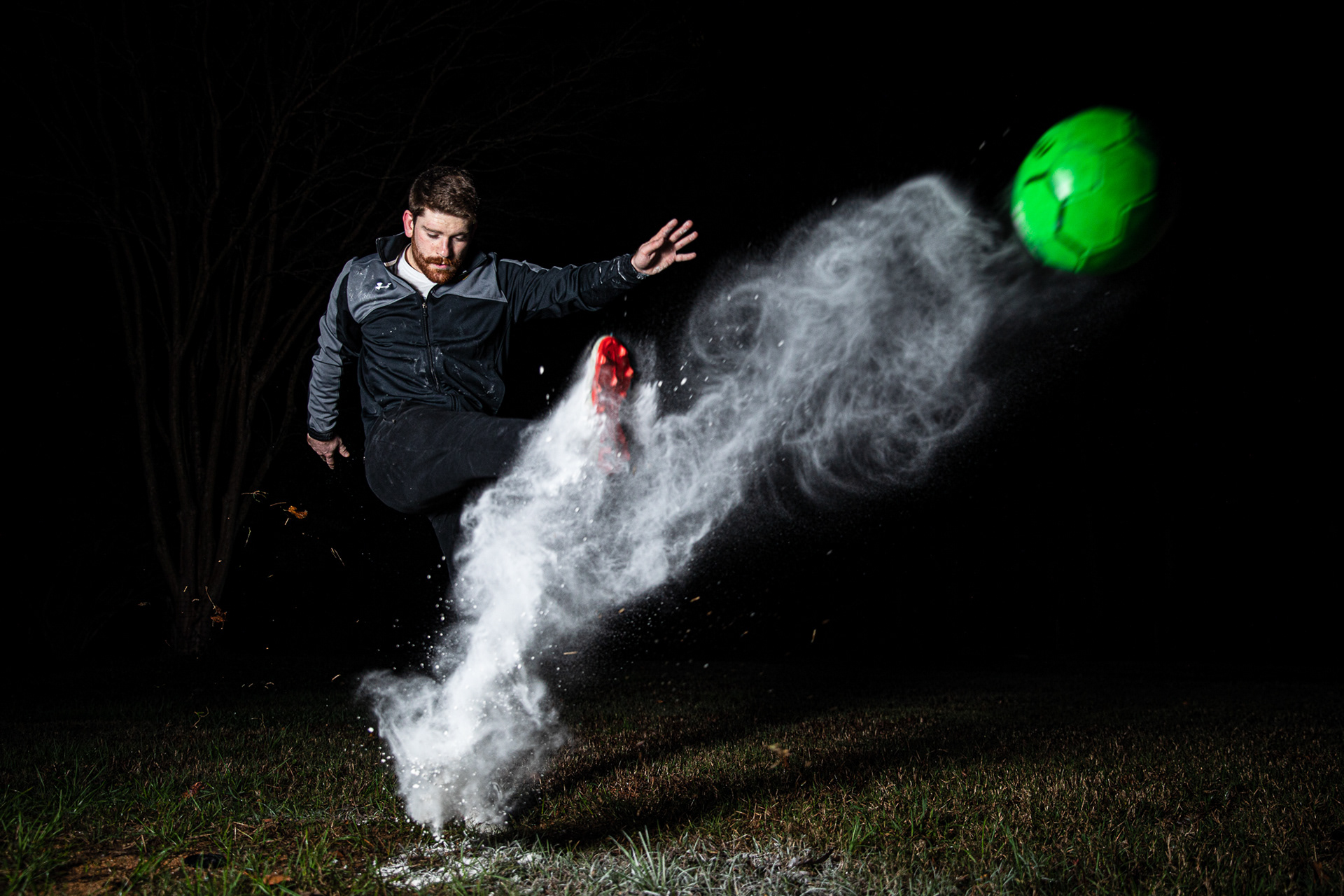 Philip Patterson does a volley kick in Chapel Hill, N.C., Nov. 17, 2020. He played soccer from elementary school all the way through high school, where he was the goalkeeper on the varsity team. “I like playing soccer not only because it’s fun, but because of the many friendships I have made from it.”