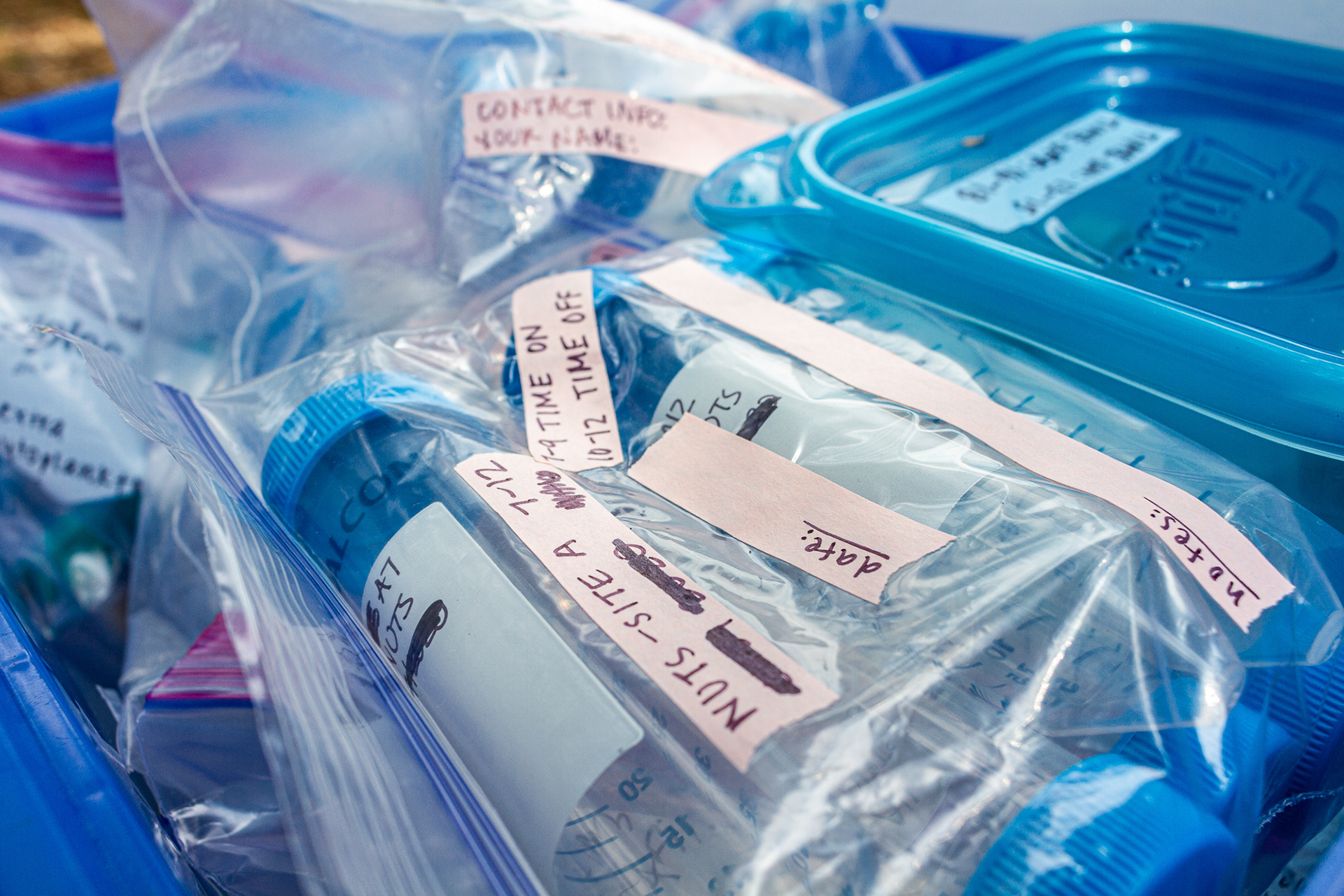Filter samples are packed and labeled in Edenton, N.C., July 7, 2020.