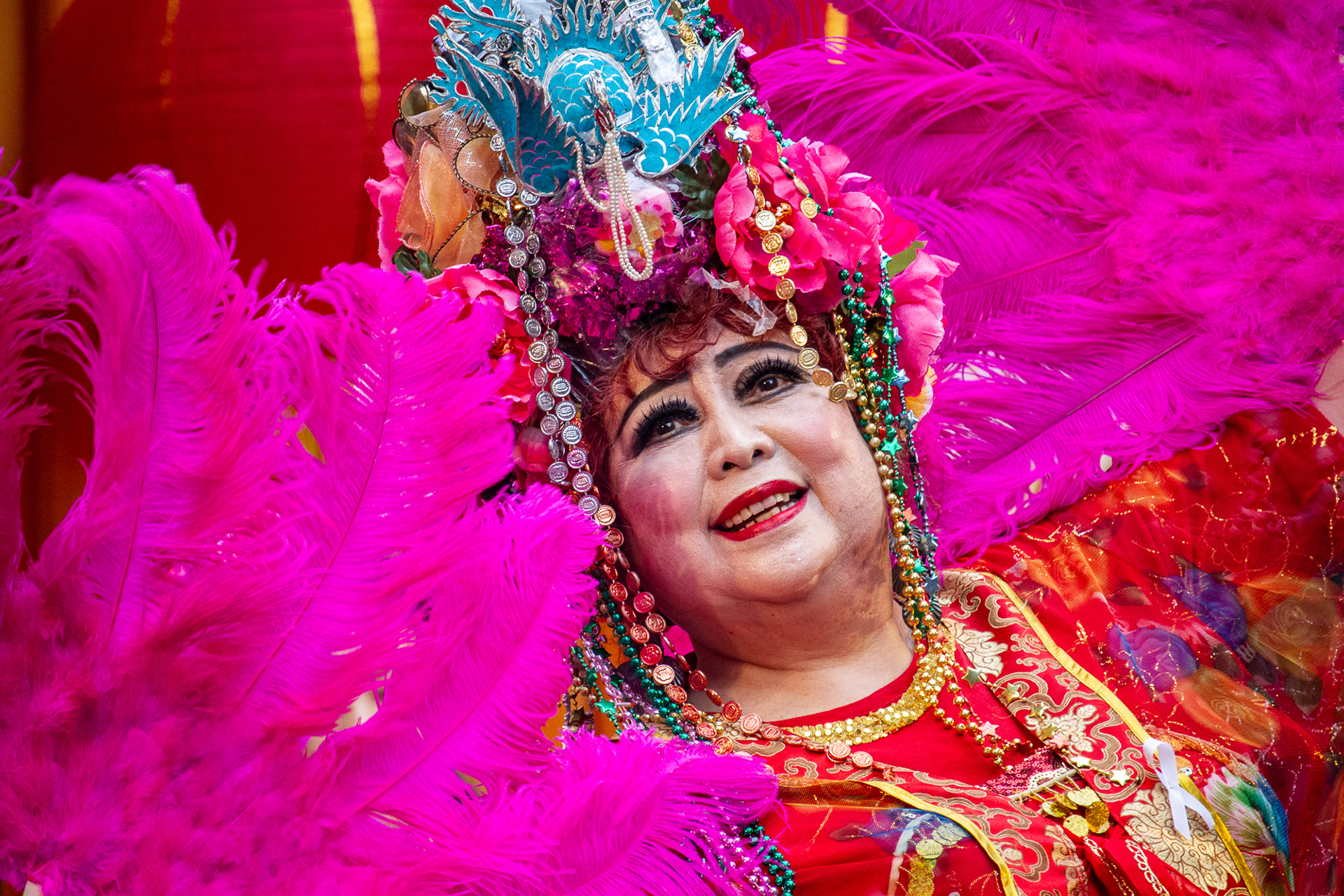 A dancer performs in a show as part of the Lunar New Year celebrations in Chinatown in Sydney, Jan. 25, 2020. It is the beginning of 16 days of festivities.