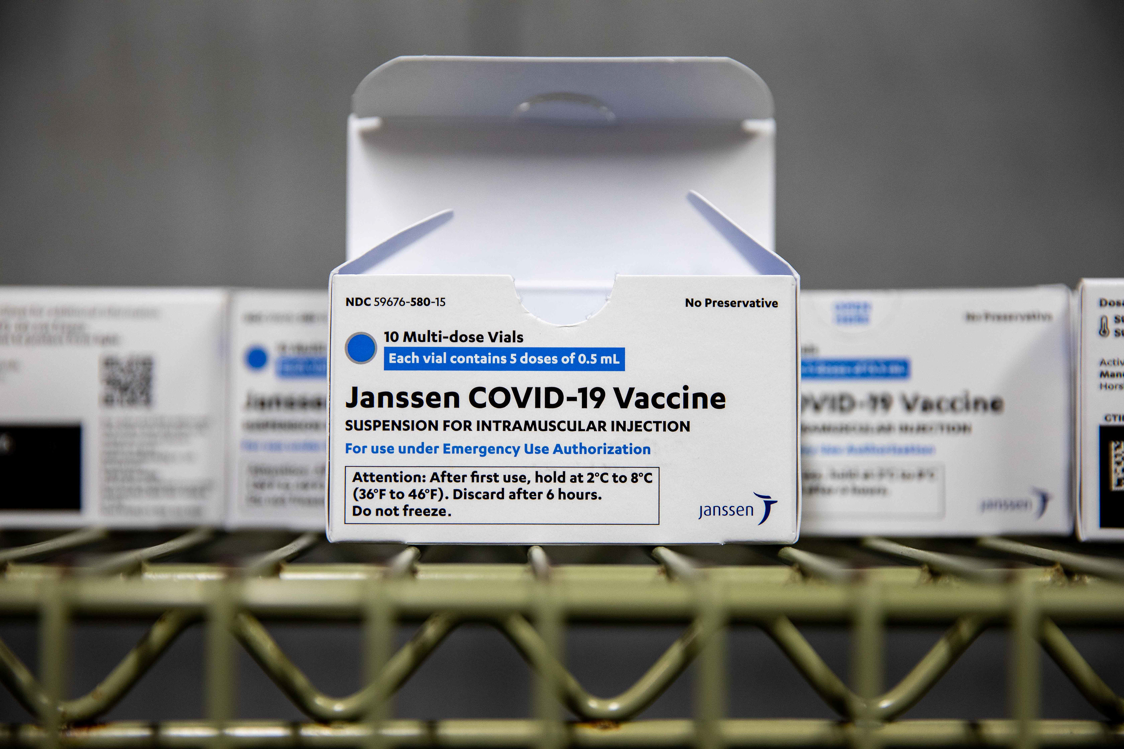 Vaccine boxes lie in the walk-in refrigerator of the former Wendy’s in the bottom of the Student Union. The vaccines must be kept refrigerated until they are ready to be administered.
