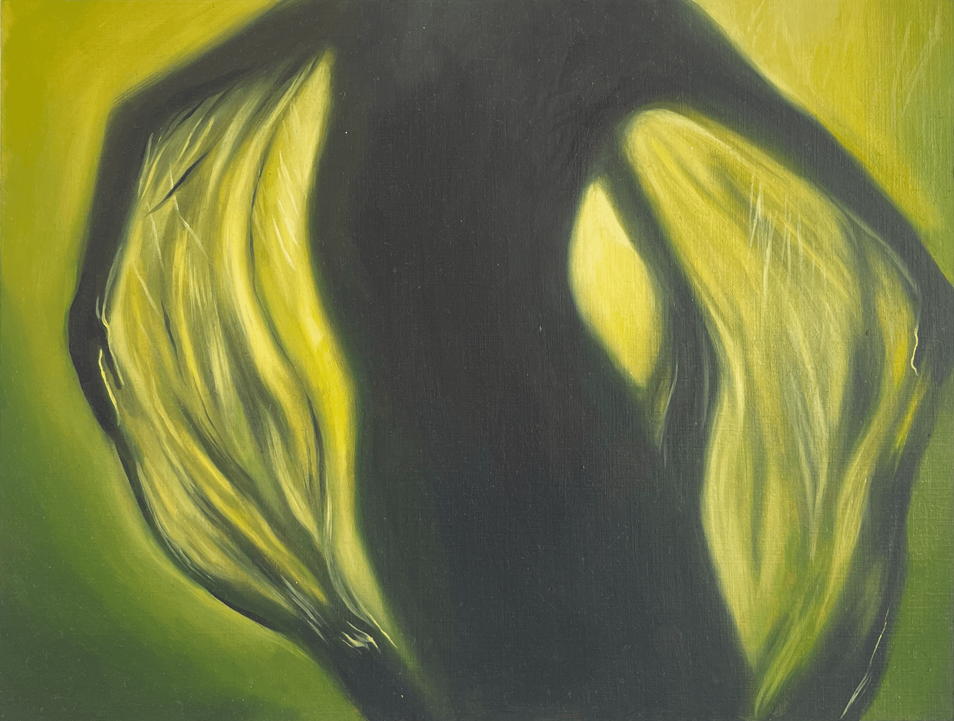 dancing figure in green textile