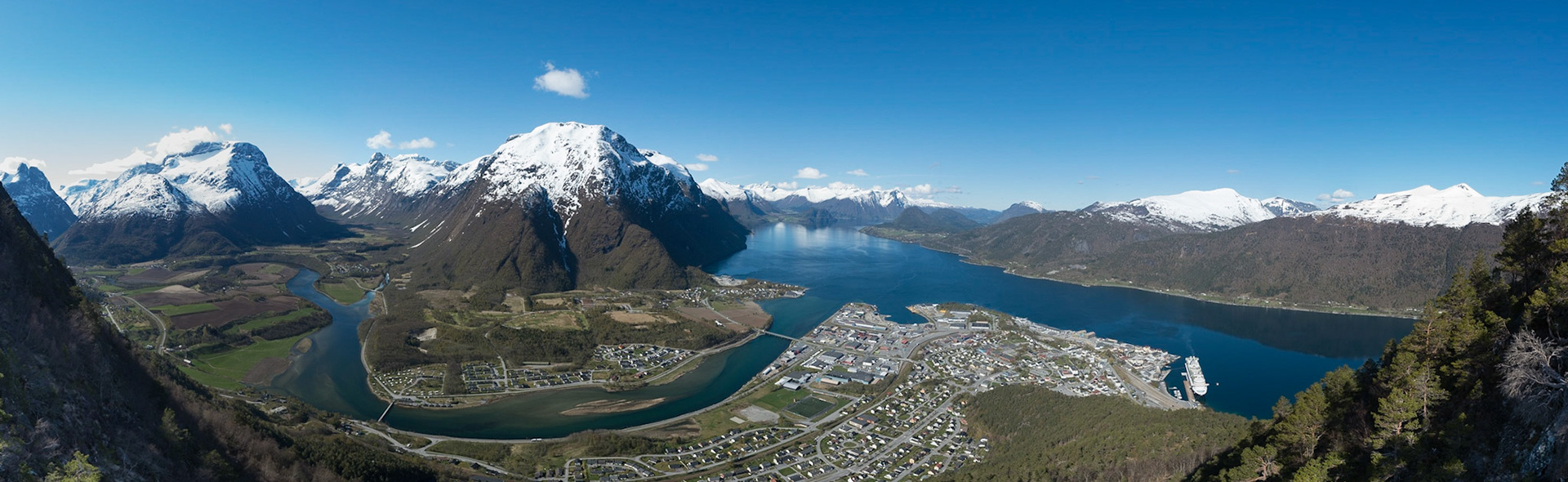 View from Rampestreken viewpoint (550m above sea level)