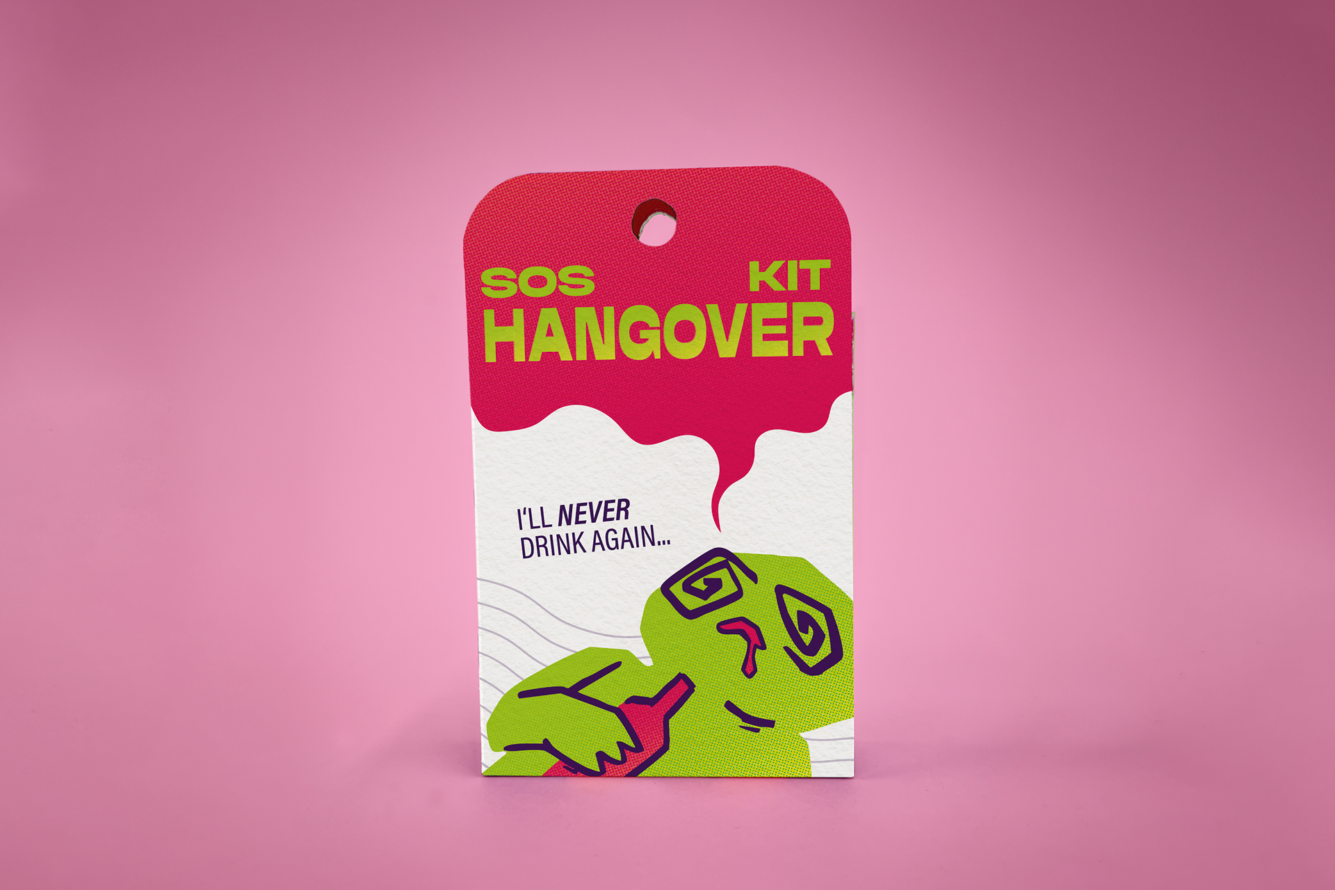 Hangover-Kit, beinhaltet: Schmerztablette, Elektorlyte, Vitamine, Kaugummi & Keks