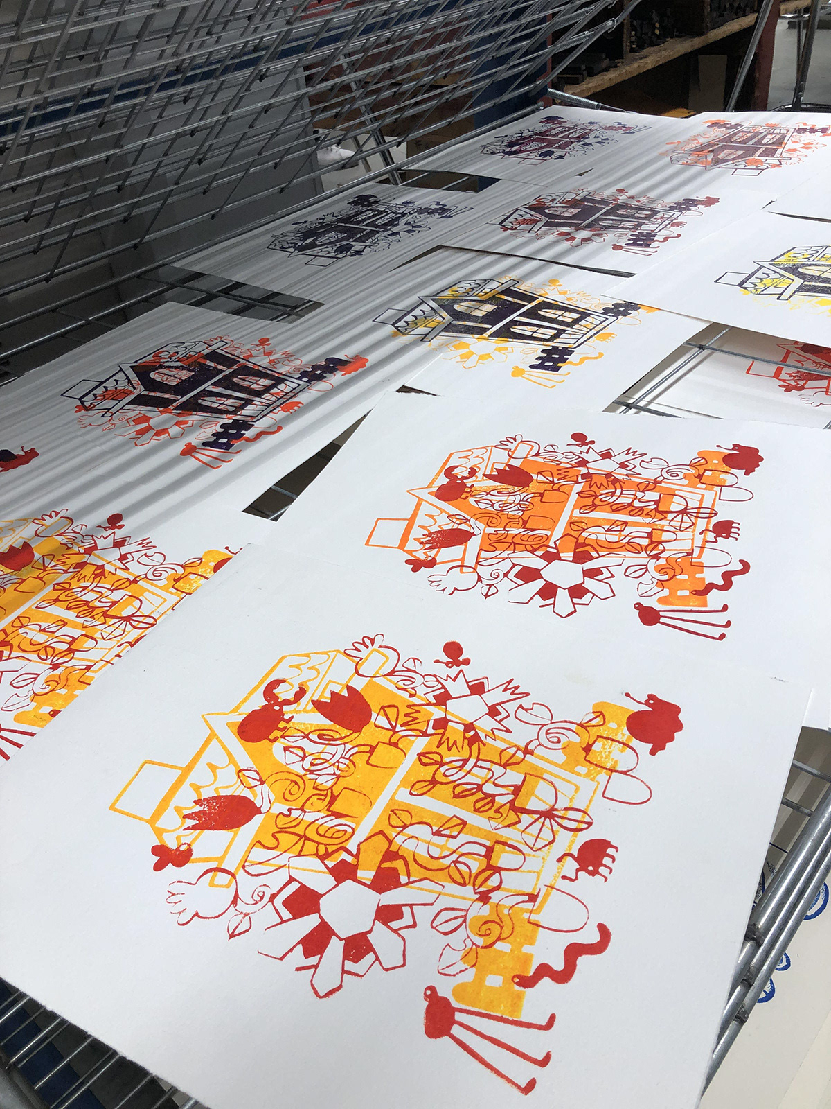 House Plants Letterpress Block Prints, Em Goheen