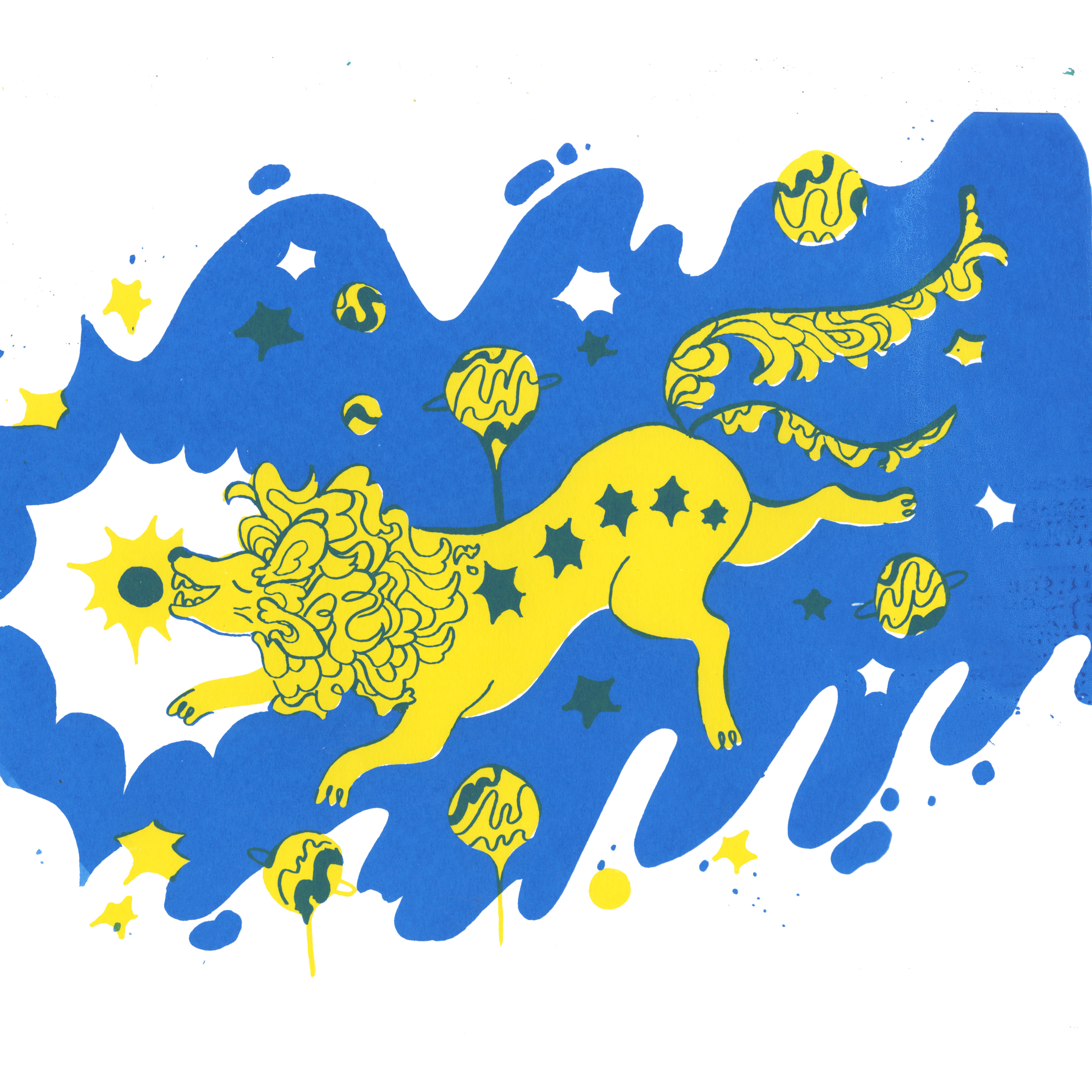 Lion Devouring the Sun Screenprint, Em Goheen