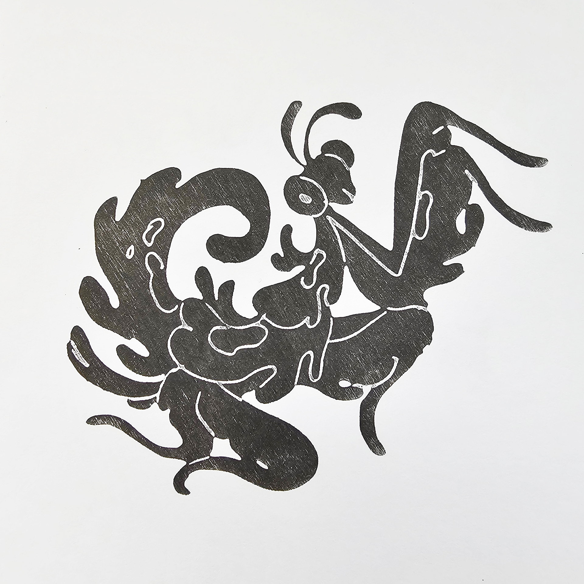 Printober mantis woodblock print