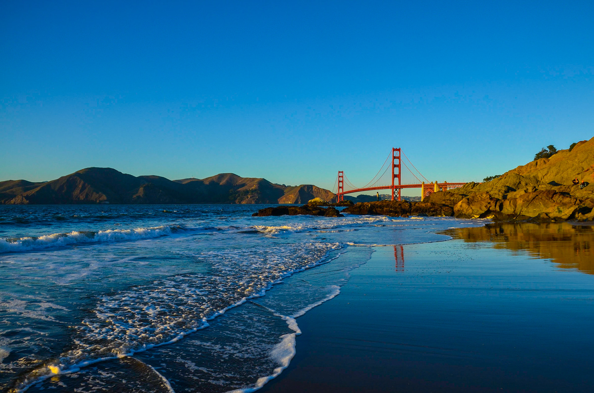 Golden Gate Bridge - Baker Beach - Sunset - San Francisco - California - USA