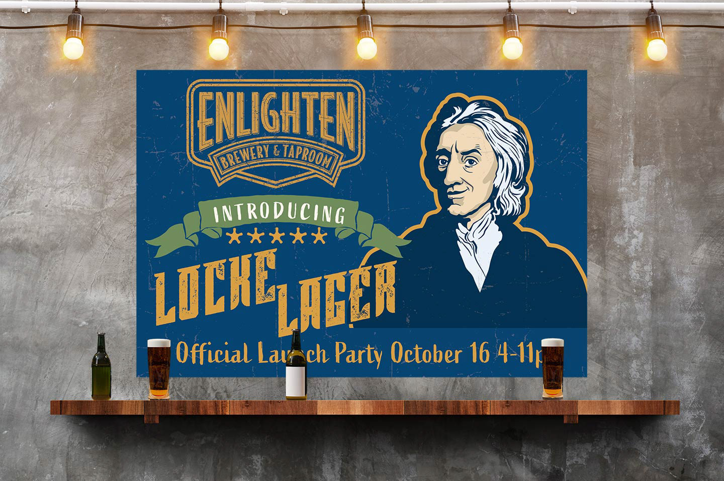John Locke, a founder of the Enlightenment and famous beer drinker (Ok I made that up). Could be printed on signboard or laminated metal