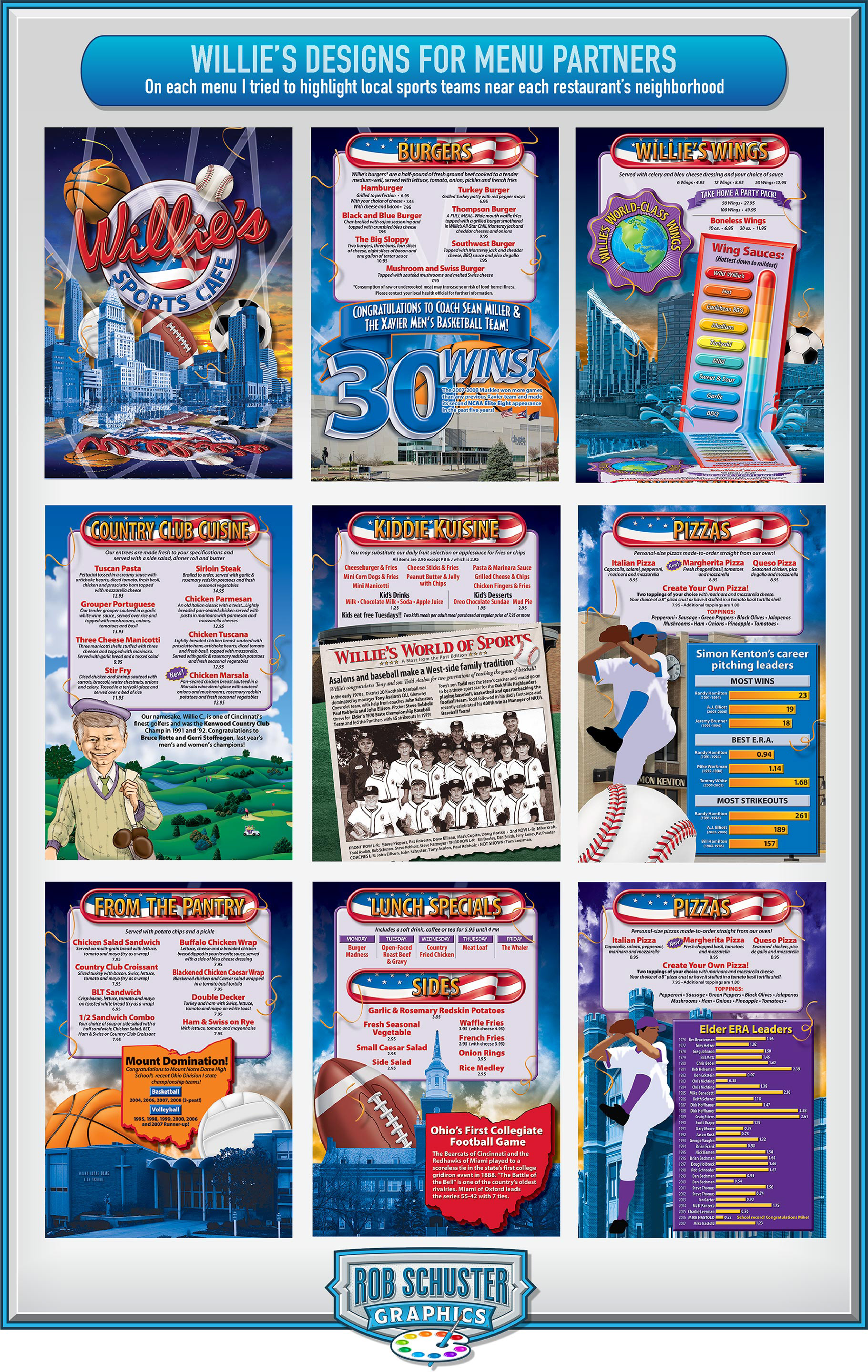 Menu designs for Willie's