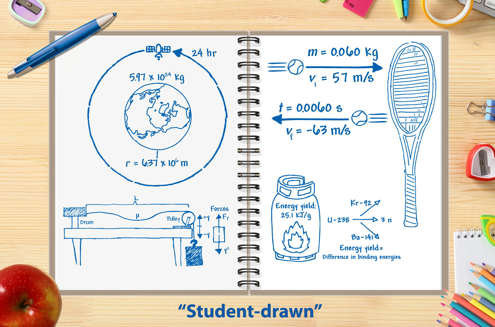 Science ink drawings for Pearson to look like they were drawn by students.