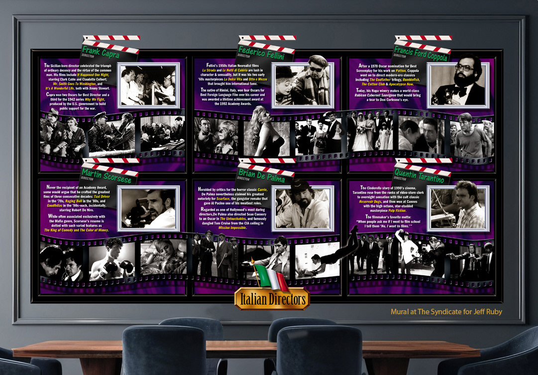 Mural design and writing for Jeff Ruby's Italian restaurant "Valentino's at The Syndicate.