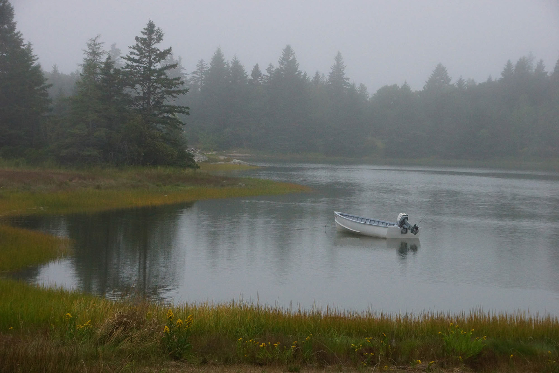 A lone boat near Bar Harbor, Maine
