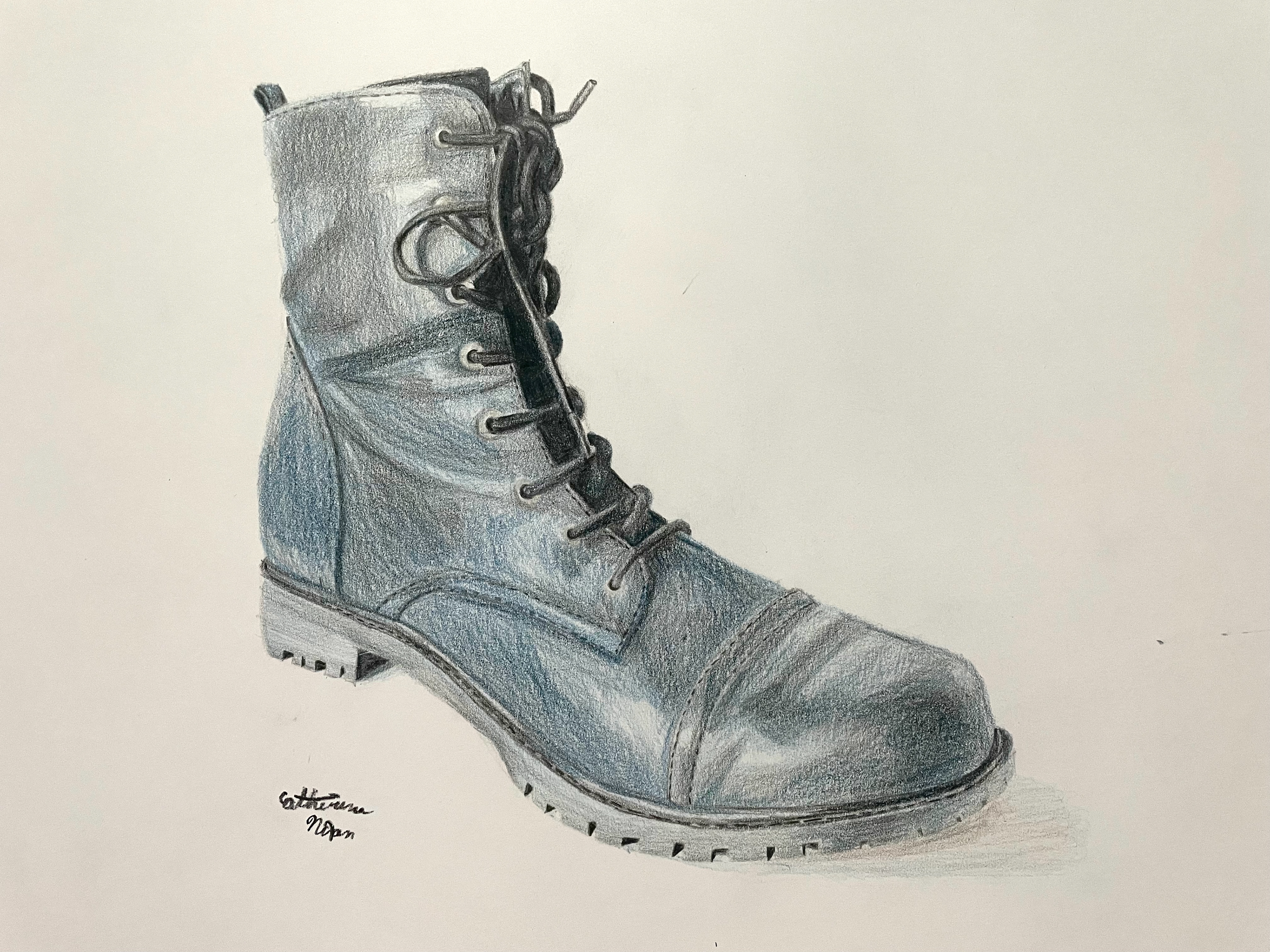 Black Boot | 2021 | Watercolor Pencils on Paper | 14" x 17"