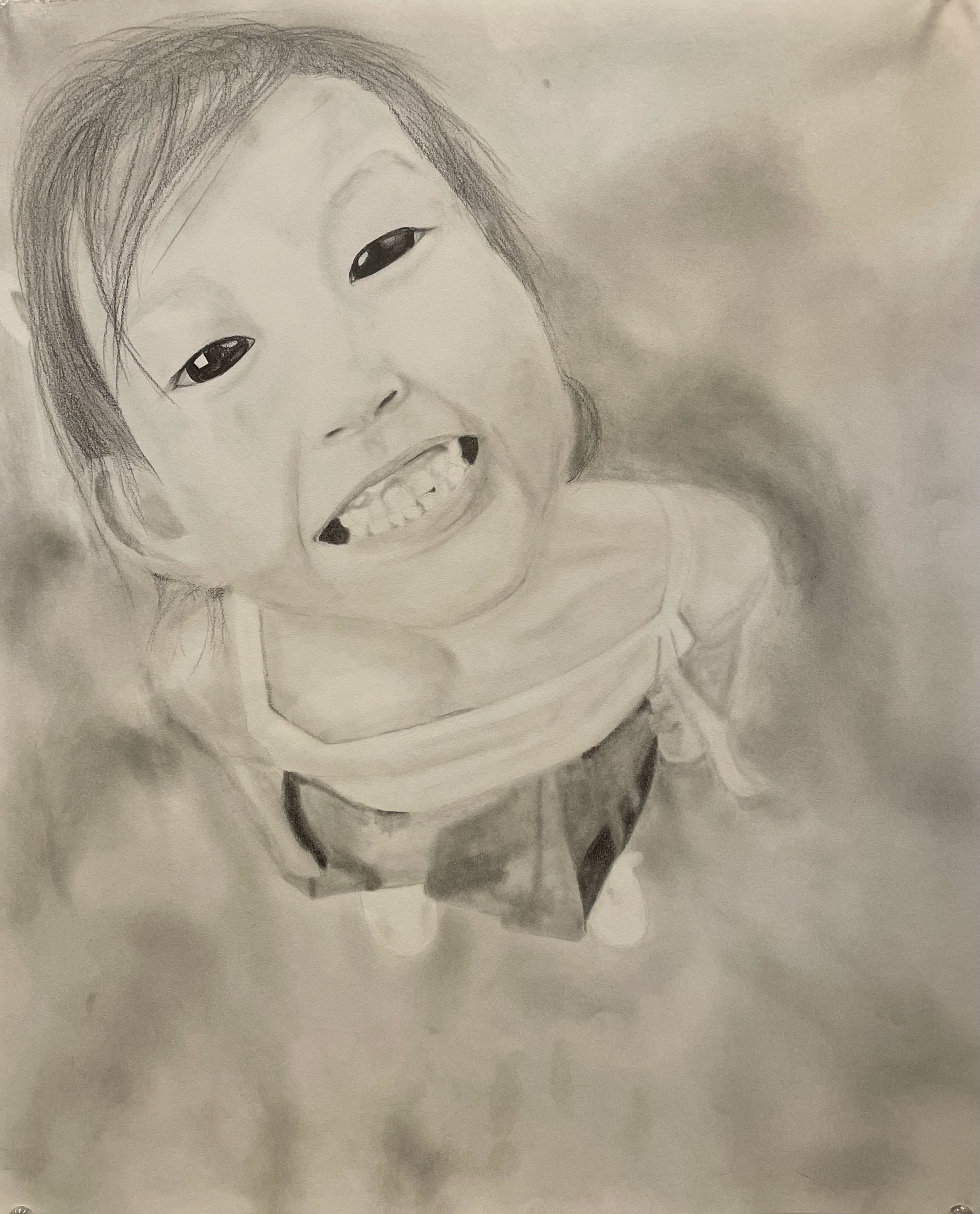 Foreshortened Little Girl | 2021 | Graphite on Paper | 14" x 17"