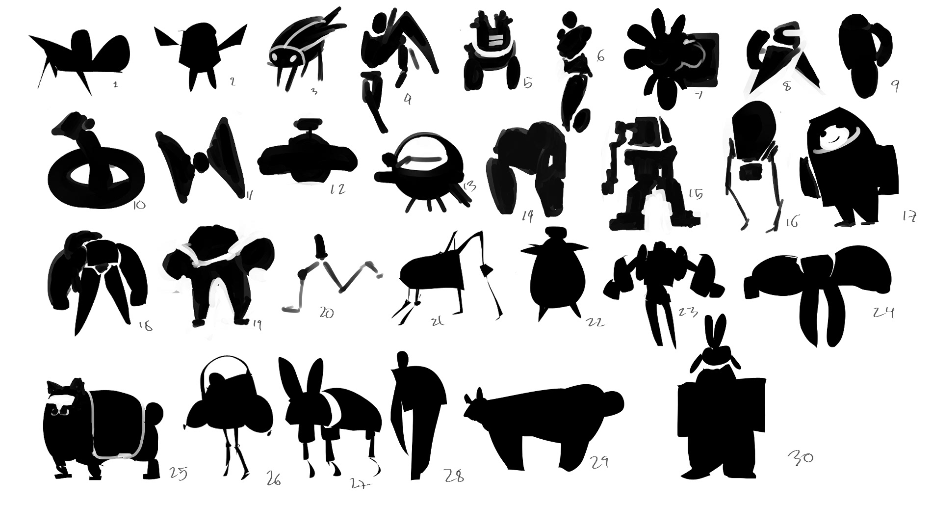 Initial silhouettes exploring shape design