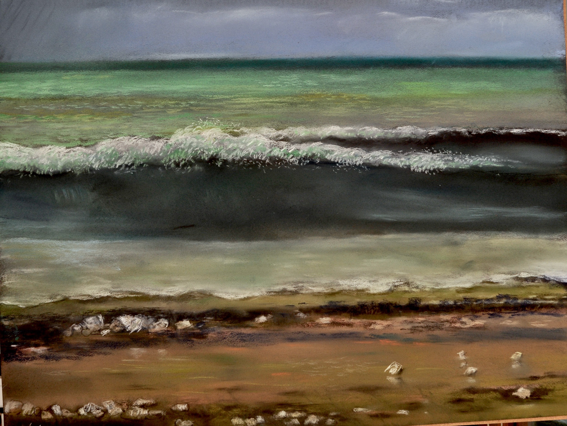 Déferlante-île de Ré-pastel-50X65. Vendue à Micheline Herc.