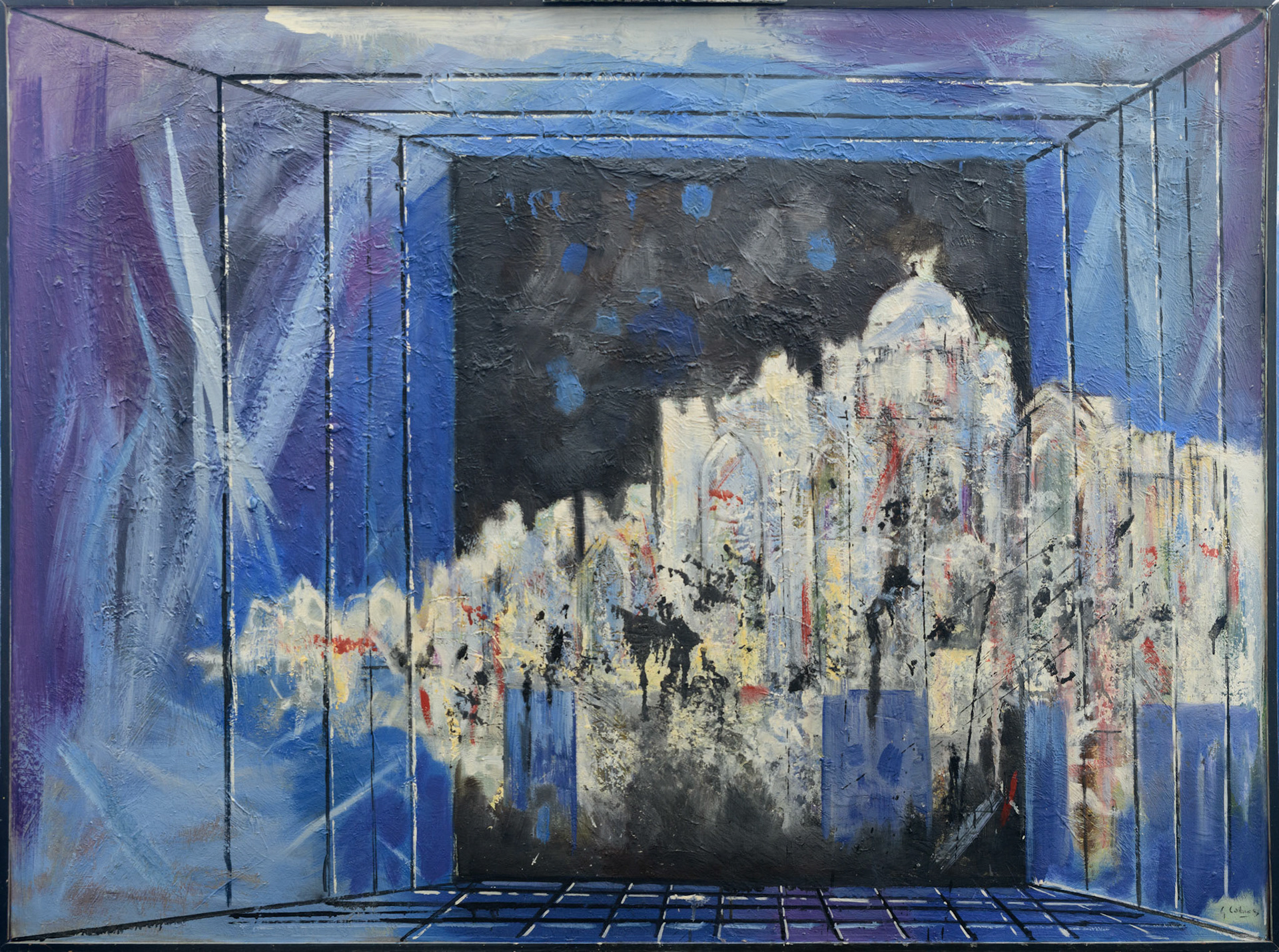 MONASTERE EN RUINES SUR LA LAGUNE, orientales - 60 fig - 130x97 - 1982