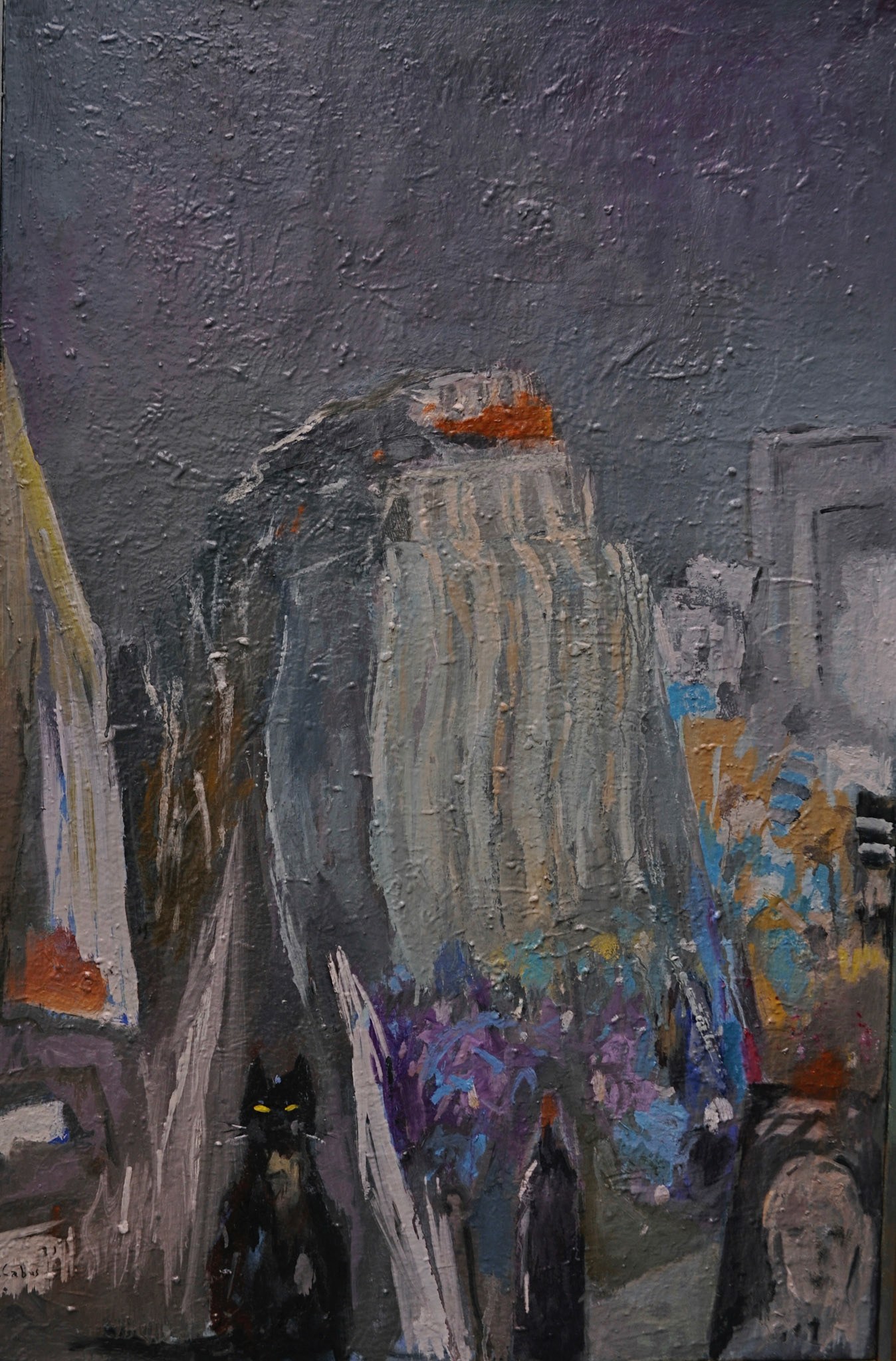 Le CHAT,LA BOUTEILLE DE MINERVOIS ET LE CAPHARANAÜM-2009-huile sur panneau de bois-40 marine-100x65-Nikon D 5000-PIED-matinée très lumineuse bonne
conditions de prise de vue-M-O.18/70-B.des O.ombreS.neutre-zôneAF dynamique 
mesure matricielle -cadrage avec le viseur
1/13 à f 6,3-  