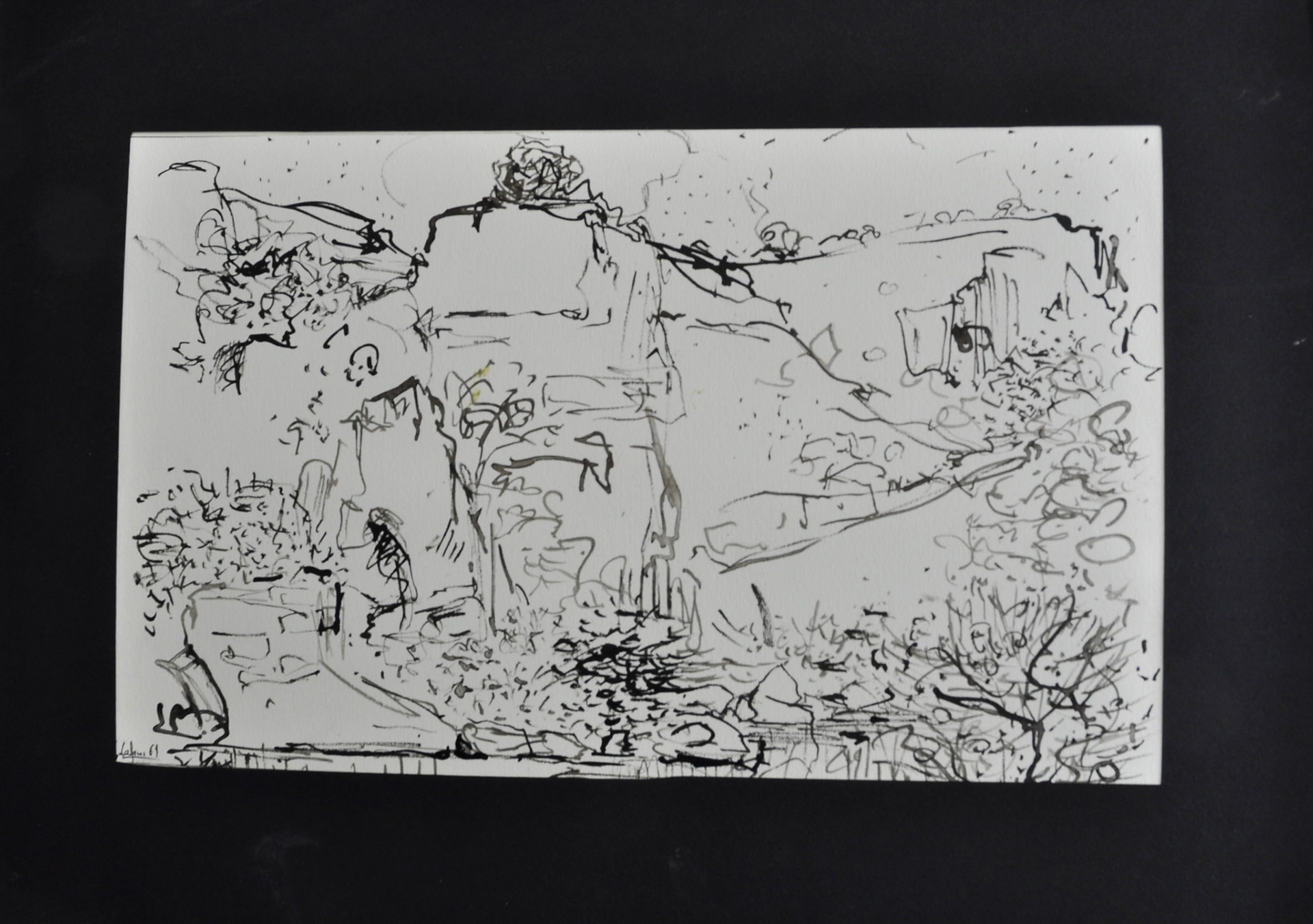 allumette trempée, encre noire
