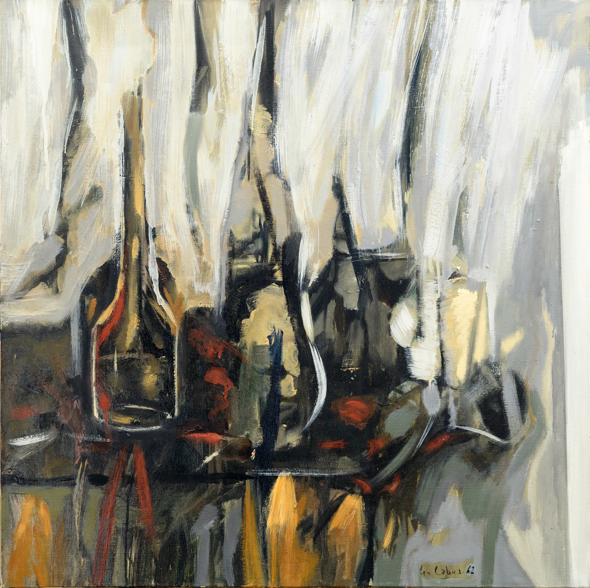 Nature morte la bouteille de liqueur - 30 fig - hors format 80x80 - 1962