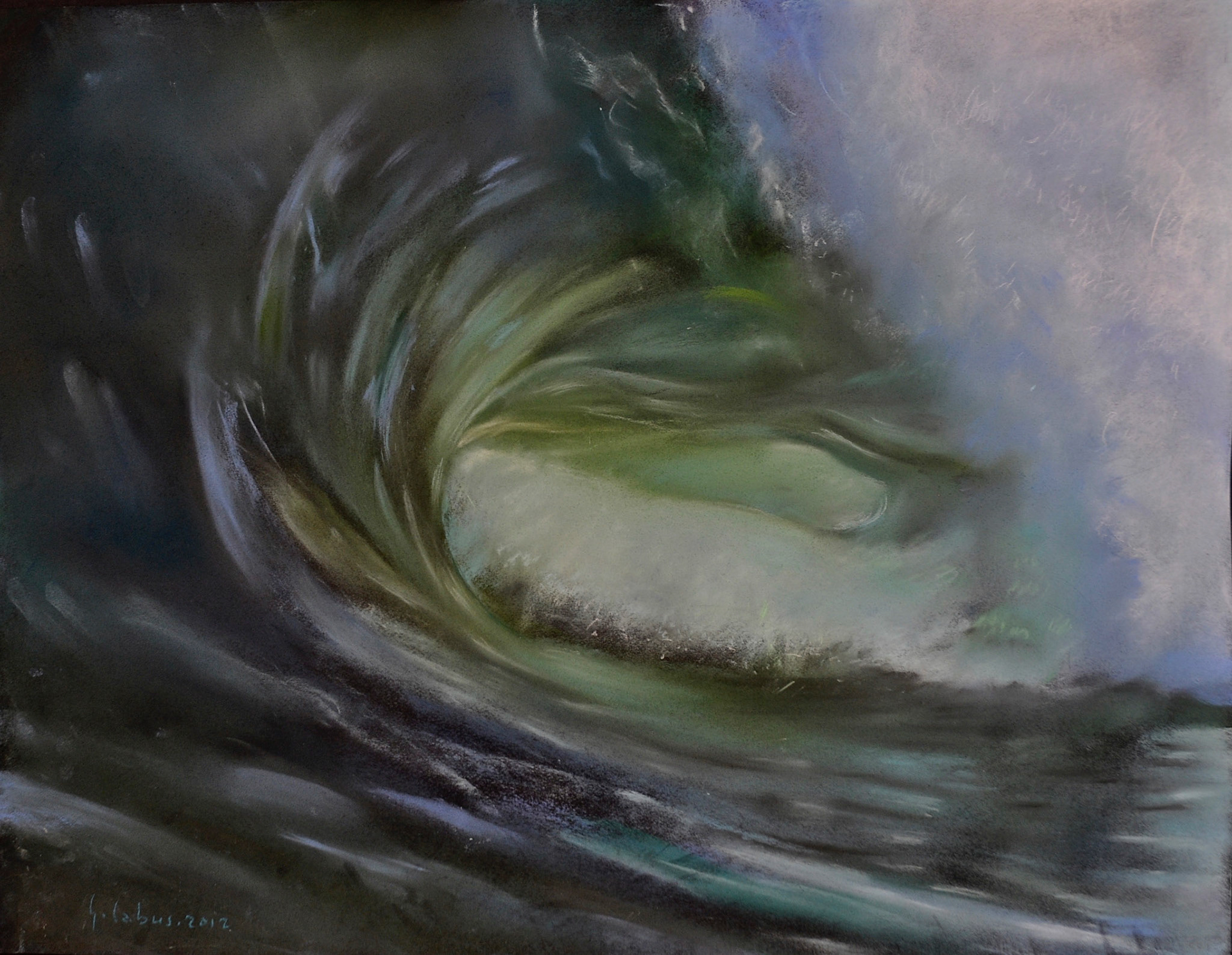 Rouleau-Le Pacifique-Big Sur-Californie-pastel-50X65.