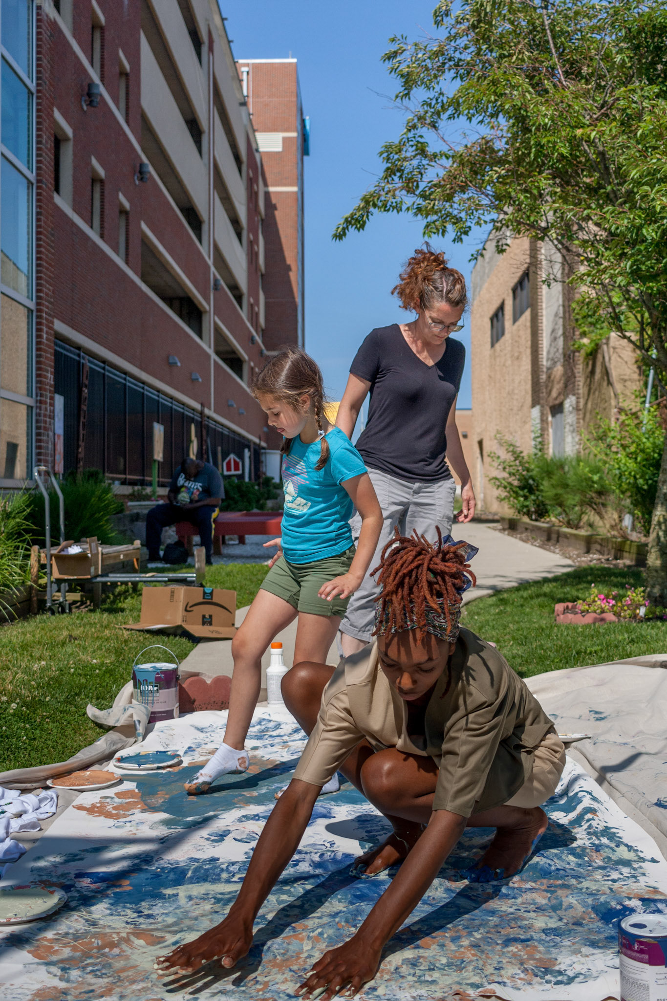 Participants dance in paint during a mash up project by Jodee Clifford during 48 Blocks in Atlantic City