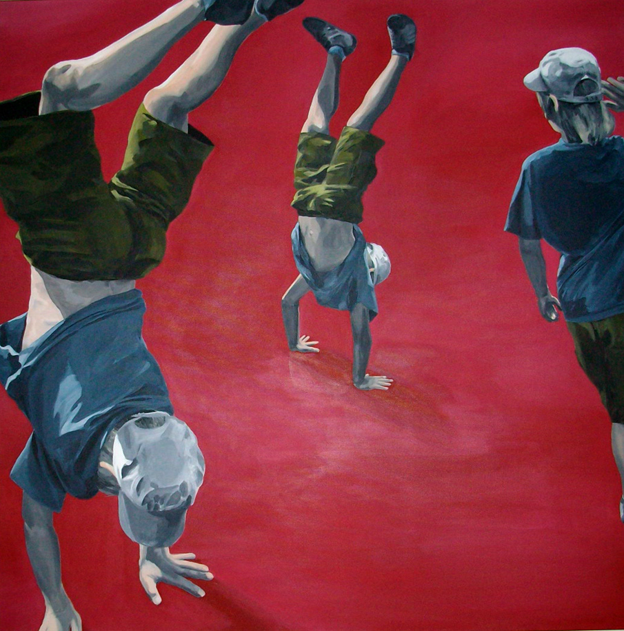 kinderspiel _ handstand _ acryl on canvas _ 100 x 100 cm _ 08.2010 __ private collection __