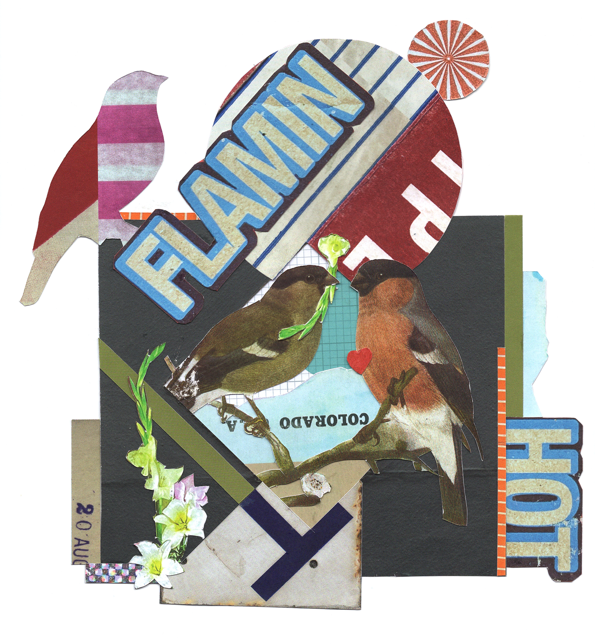 SUMMER HEART _ 06.2023 // collage on white card board