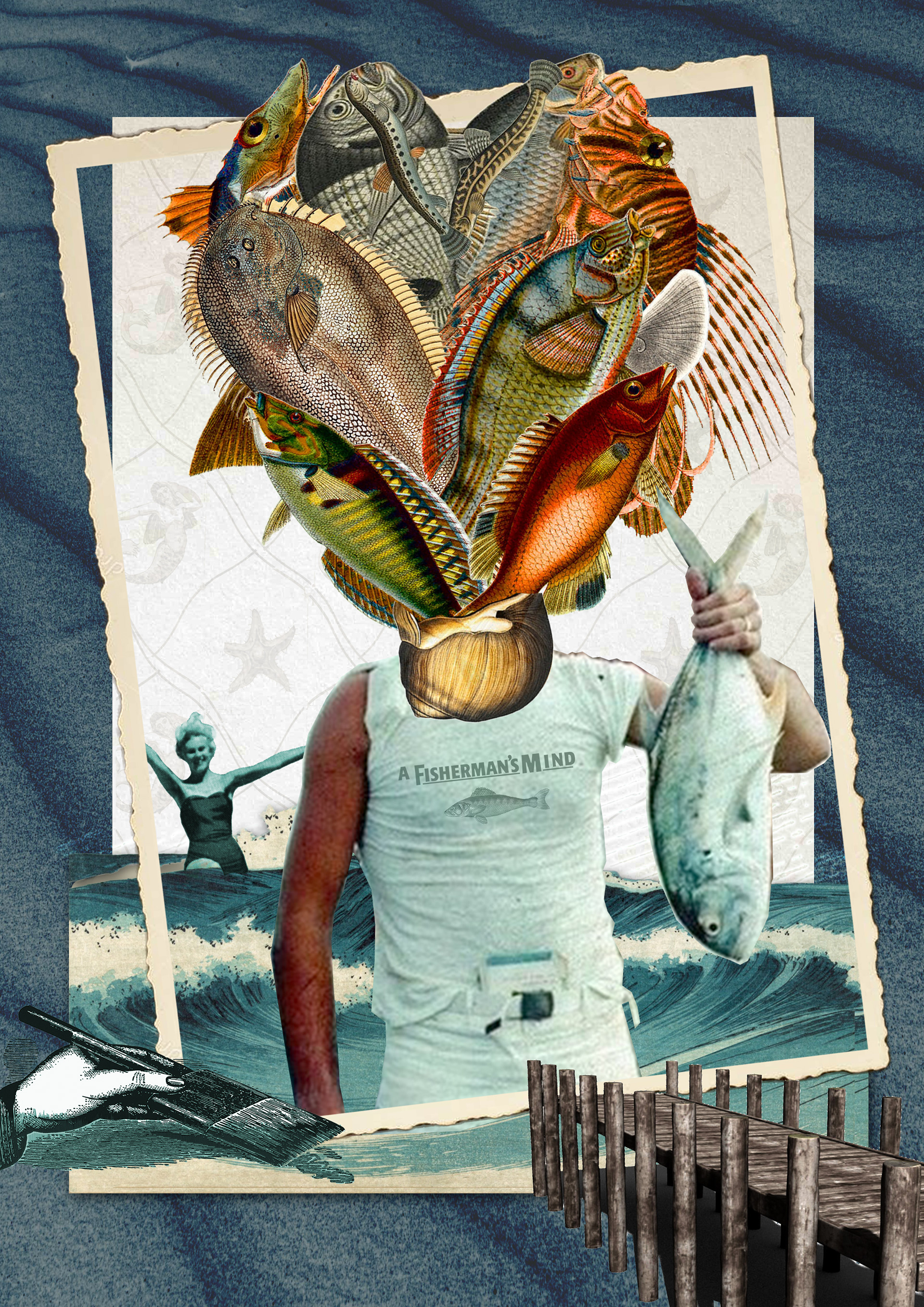 A FISHERMAN´S MIND _ digital collage _ 07.2023 _ for Contemporary Collage Magazine Challenge "Seaside"
