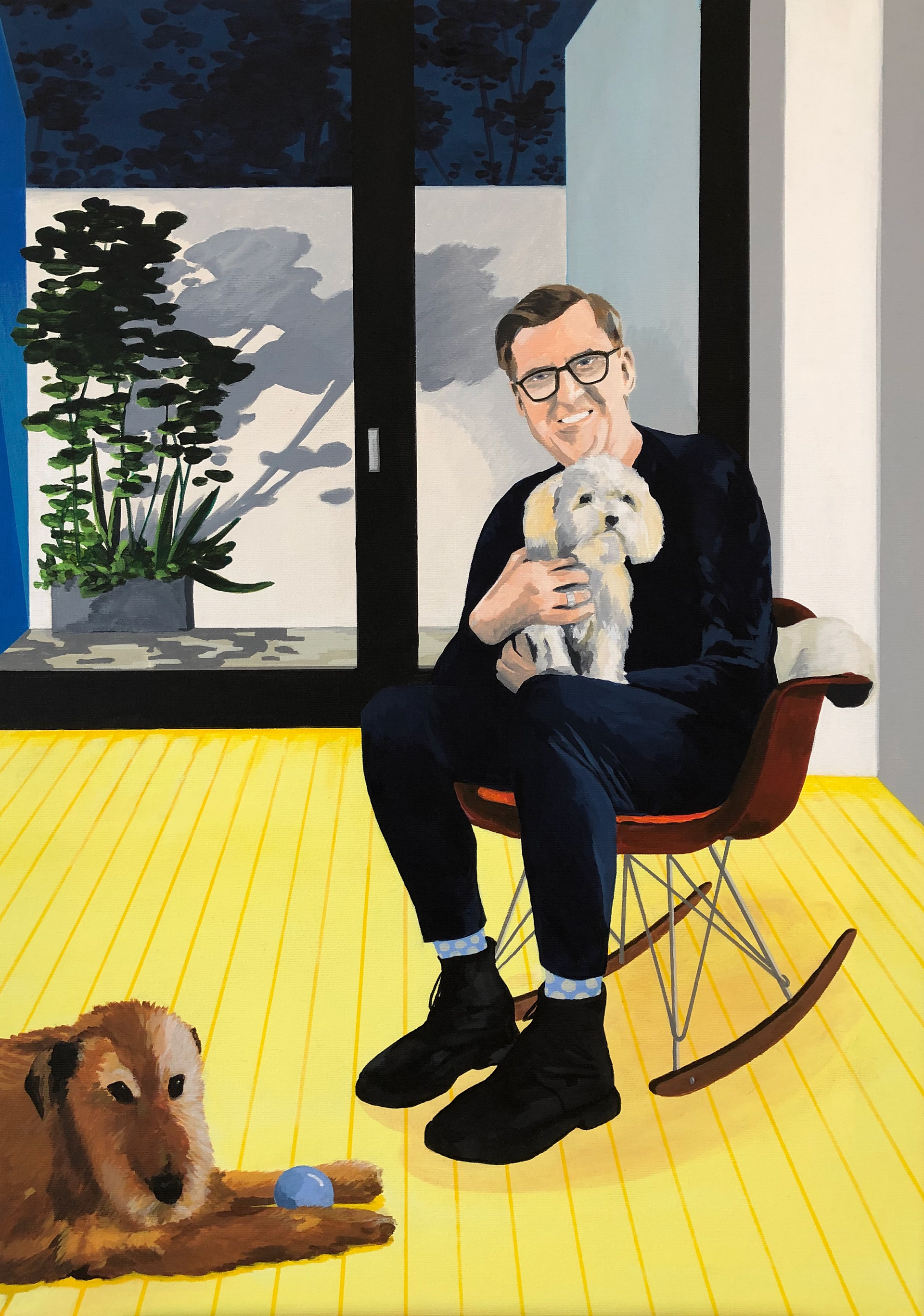 der hundefreund (martin, millie & fiene) _ 07.2020 _   acryl on canvas _ 50 x 70 cm