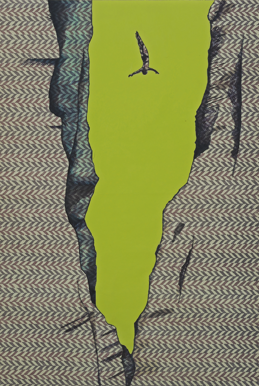 BeNotAfeard_Jump II (01.2018) Mixed Media & Acryl auf koreanischem Papier 33,7 x 50,3 cm __ EUR 780,-- (incl. professional frame with clarity glass) __