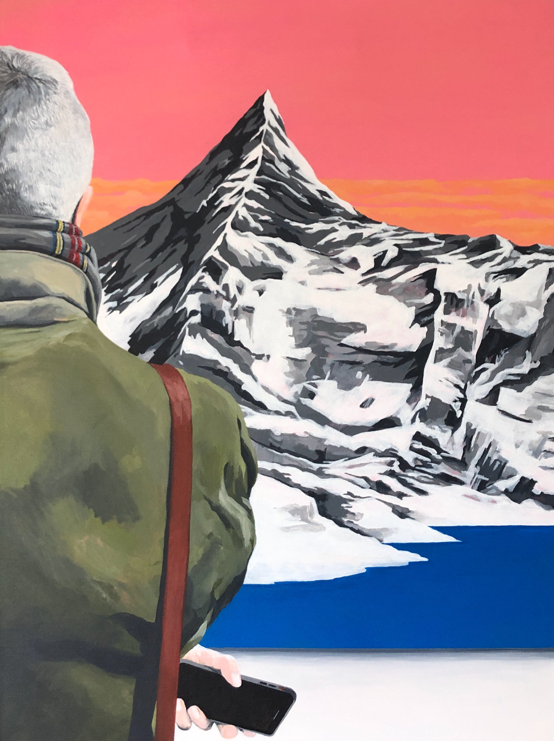 PERception DEception _ Man and Mountain (Self Portrait) _ 05.2024 _ acryl on canvas _ 60 x 80 cm _ Presented at WINTERKUNS exhibition, BBK, Düsseldorf _ 12.2024/01.2025 
